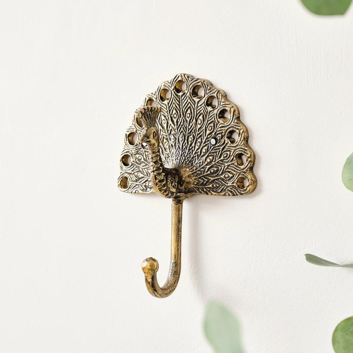 Superior Antique Brass Gold Peacock Wall Hook Luxury