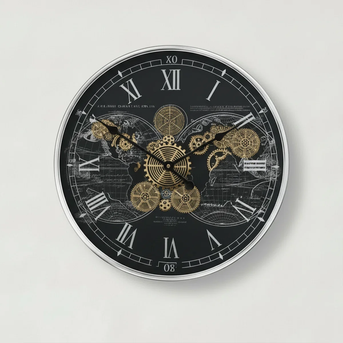 Lightweight Large Round Metal Black Silver Cog Clock 60cm x 60cm Responsible