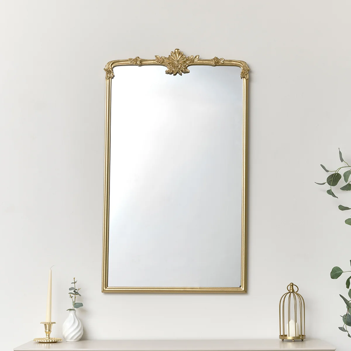 Effective Large Gold Ornate Vintage Floral Wall Mirror - 104cm x 63cm Convenient