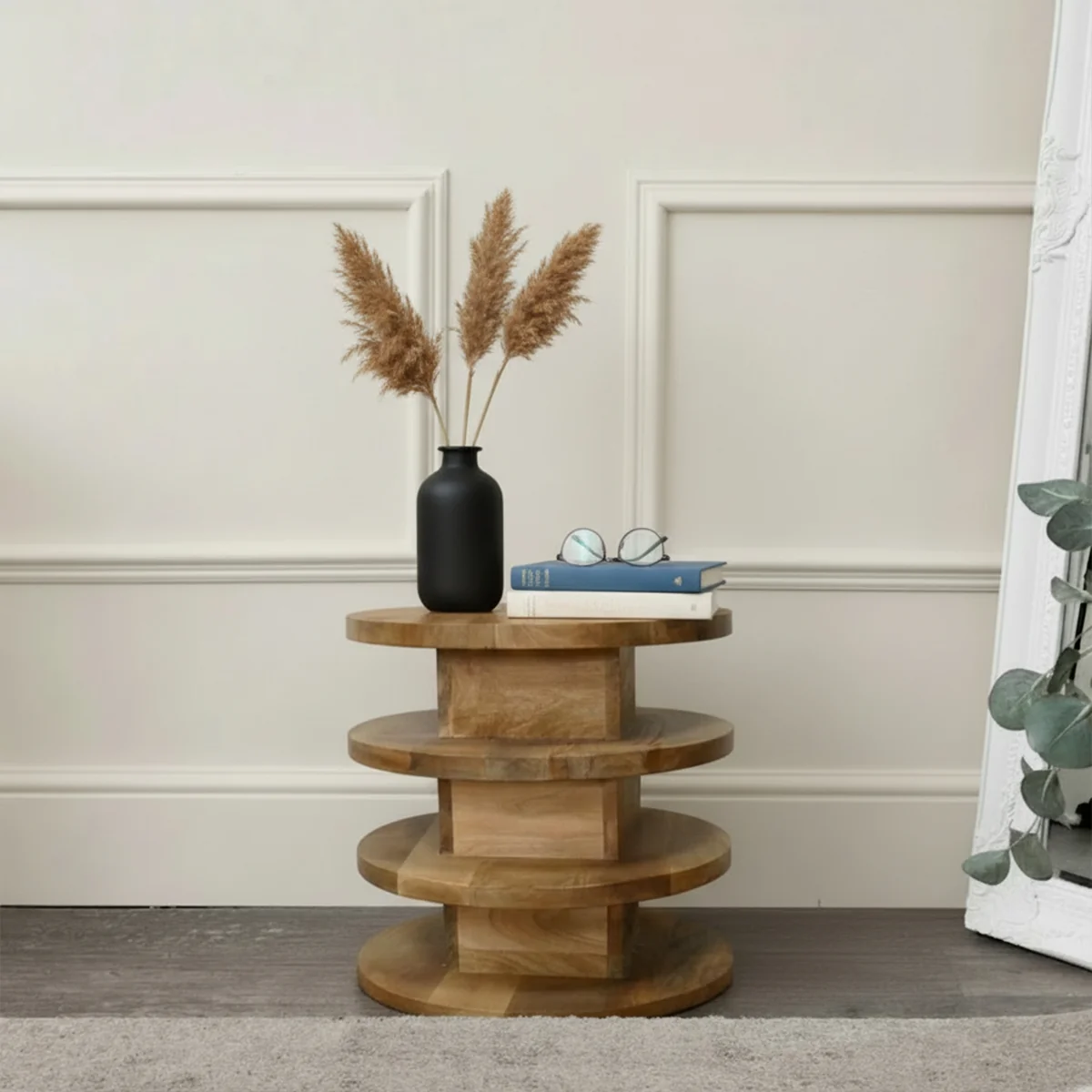 Practical Round Wooden 4 tier Side Table Elegant