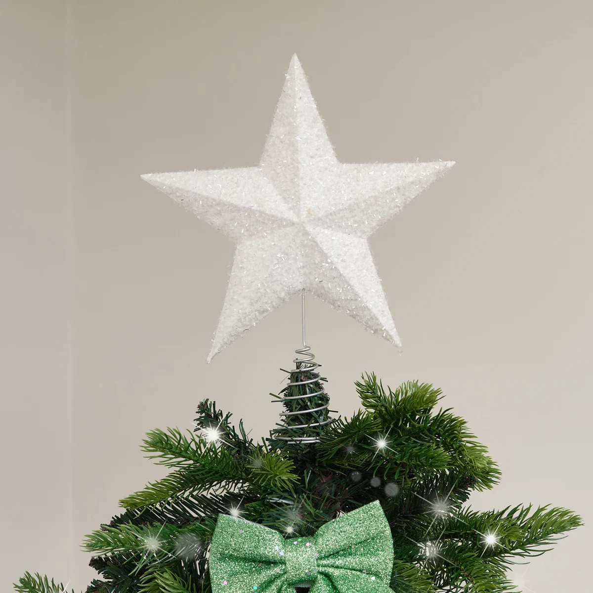 Easy-to-Use White Sparkly Star Christmas Tree Topper Excellent