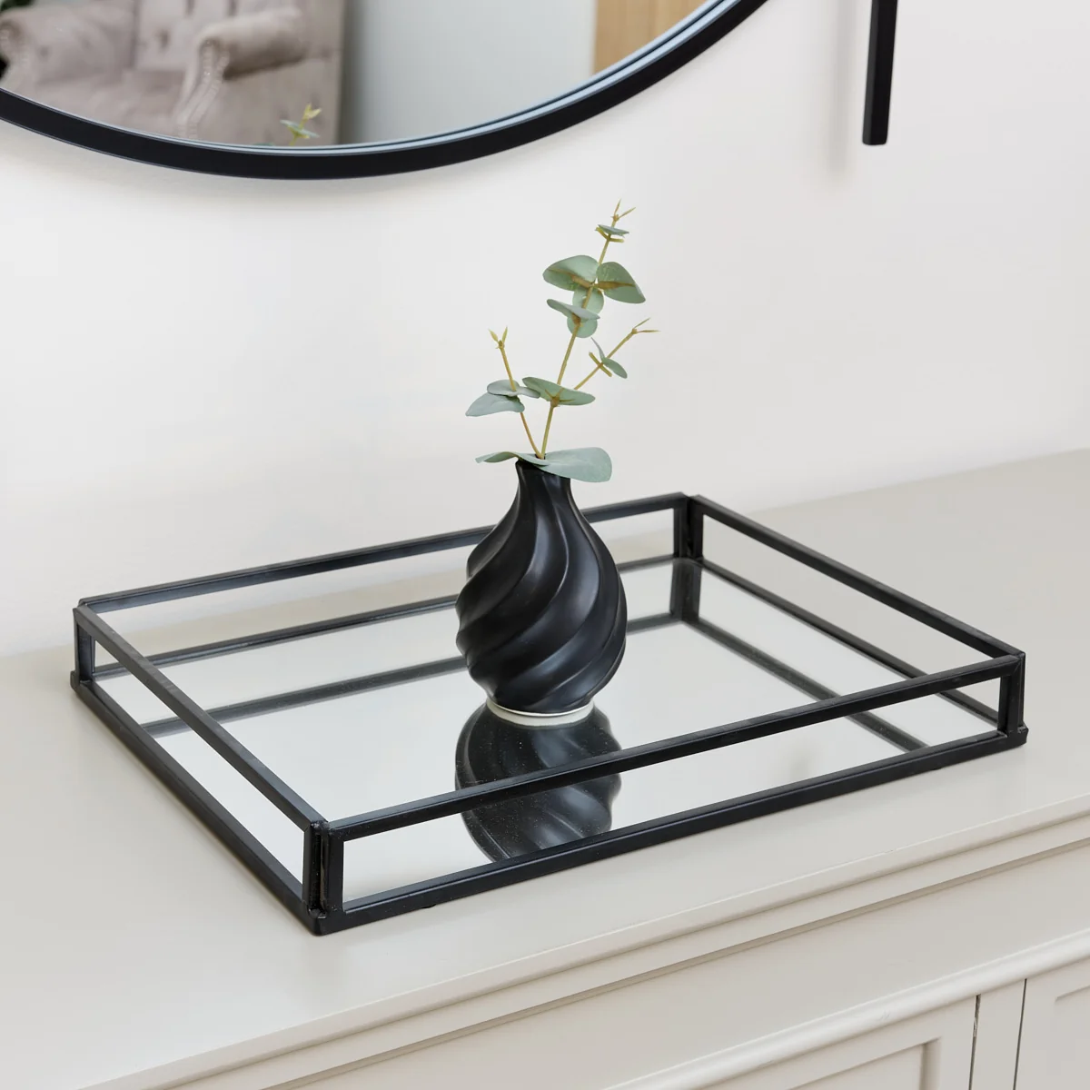 User-Friendly Large Black Mirrored Cocktail Tray Flexible
