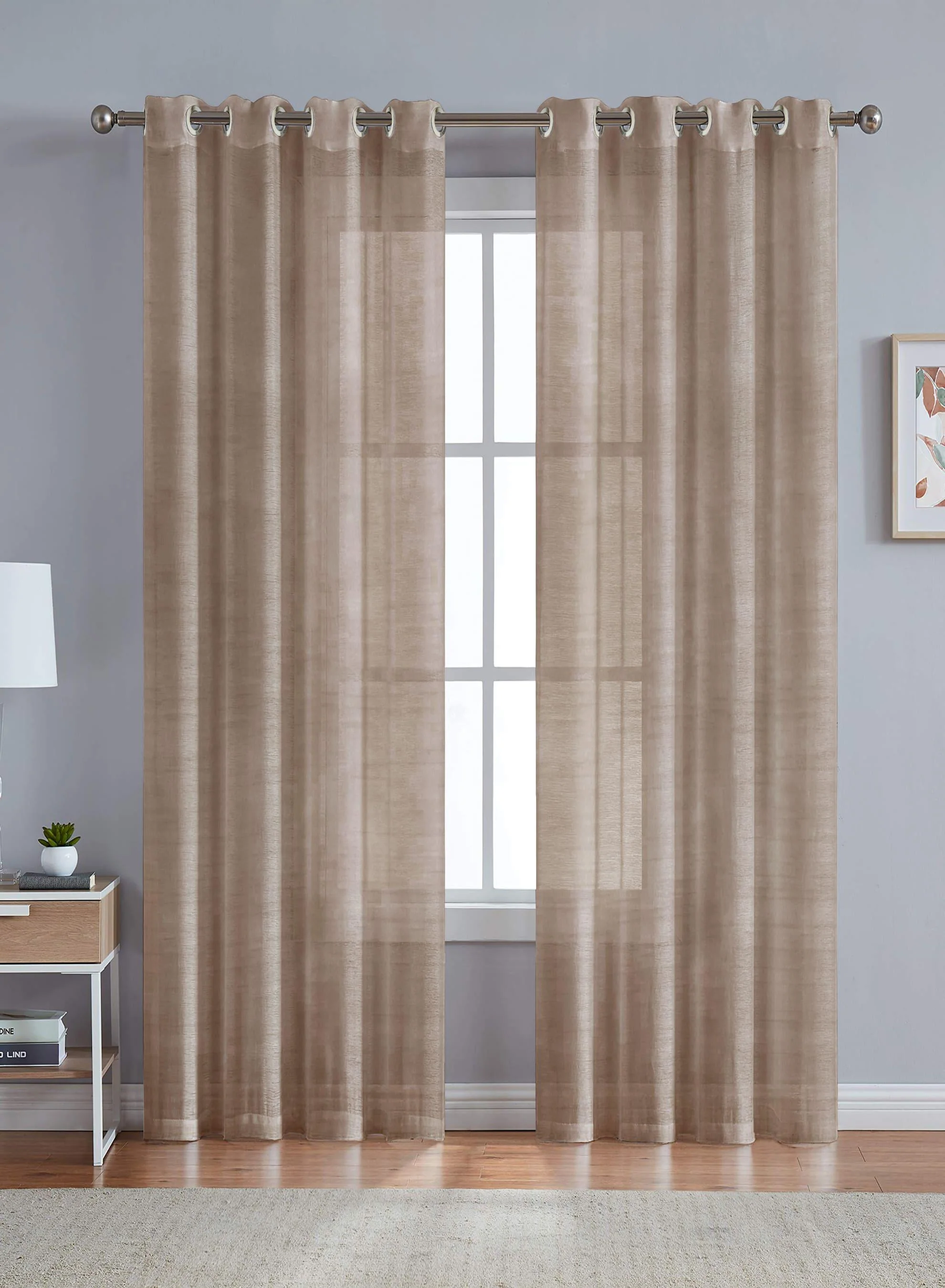 Lightweight Venezia Sheer Curtains Airy Minimal Elegant Grain Brown Set of 2 Fully CustomizableThe Guide to Measuring and Choosing Curtains Enhanced