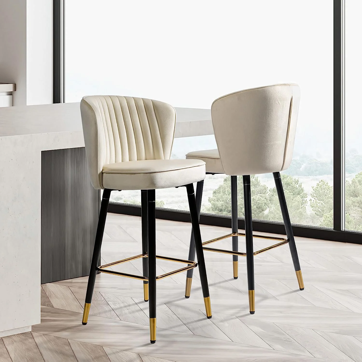 Versatile Bar Stools Upholstered Bar Chairs Set of 2 Height 27.7 inchesBar Stools Upholstered Bar Chairs Set of 2 Height 27.7 inches Recyclable