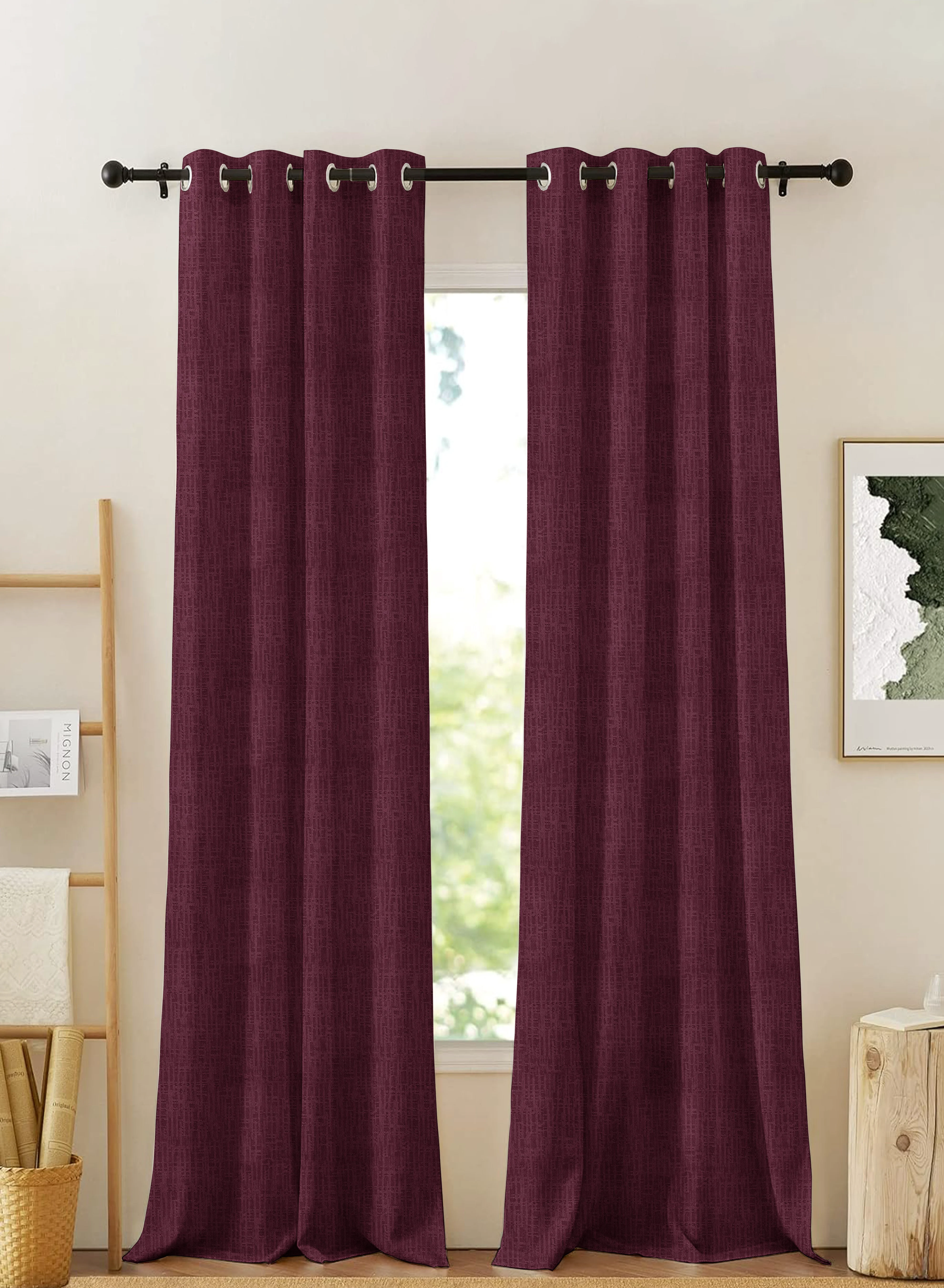 World-Class Elora Textured Blackout Curtains Minimal Design Total Light Block Maroon Set of 2 Fully CustomizableThe Guide to Measuring and Choosing Curtains Relaxed