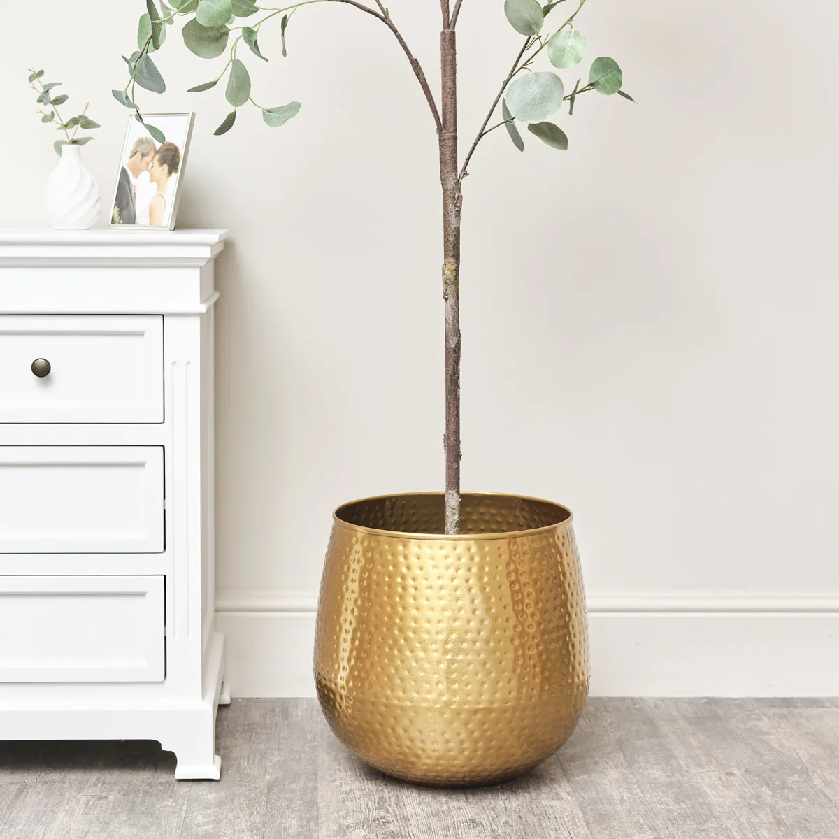 Outstanding Large Gold Hammered Metal Planter 40cm x 38cm Soft