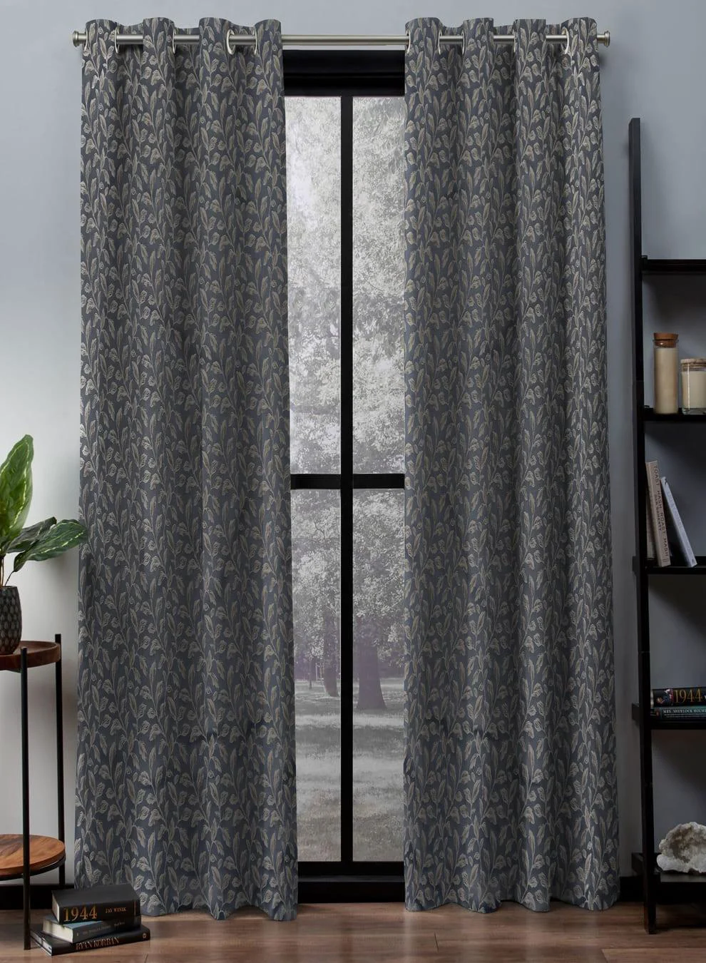 Green Flavia Jacquard Room Darkening Curtains Intricate Leaf Design Comet Blue Set of 2 Fully CustomizableThe Guide to Measuring and Choosing Curtains Reliable