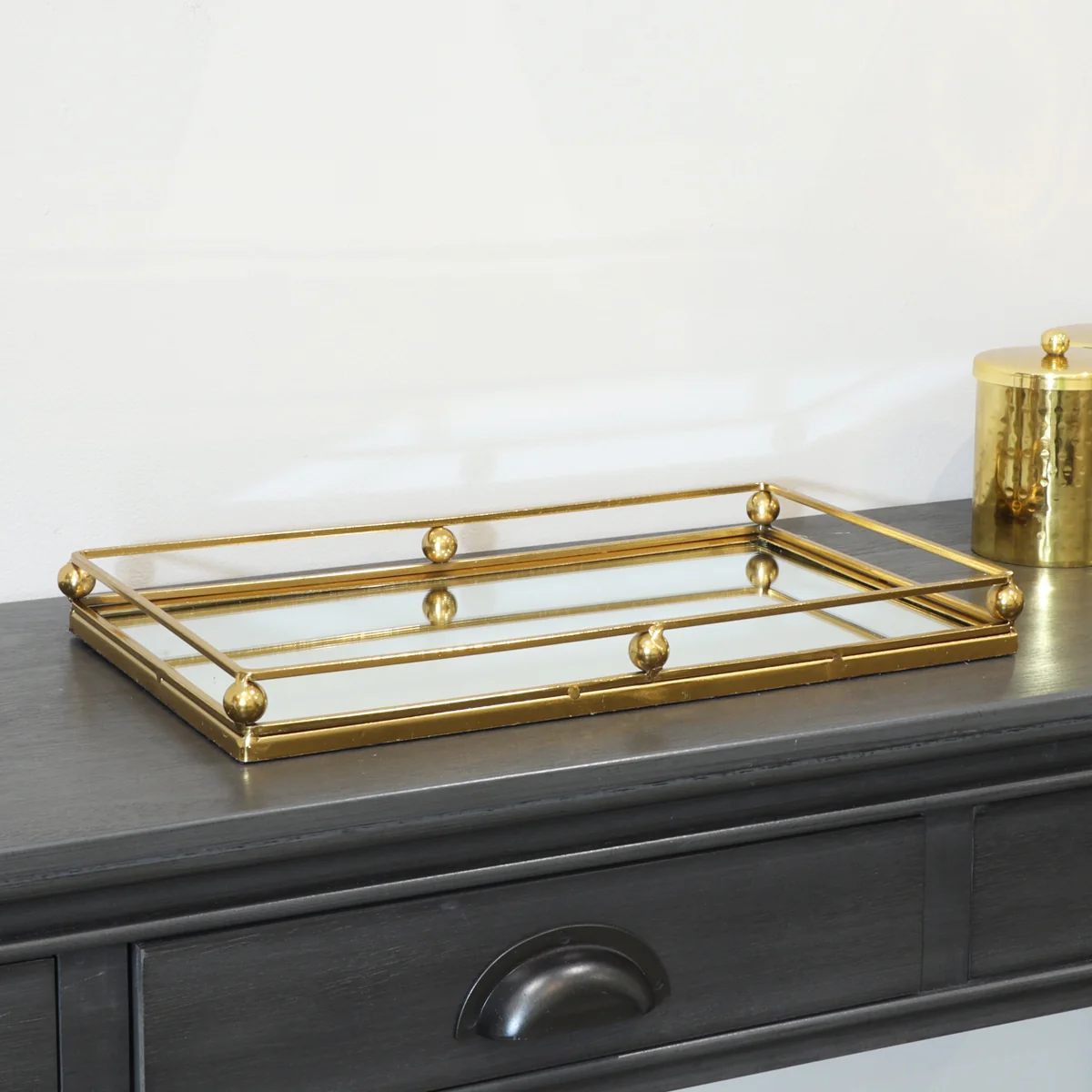 Easy-to-Use Gold Rectangle Mirrored Tray Professional