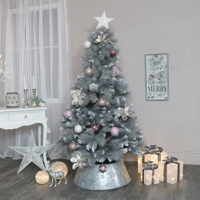 Easy-to-Use Large Grey Silver Tipped Christmas Tree 6ft Genuine
