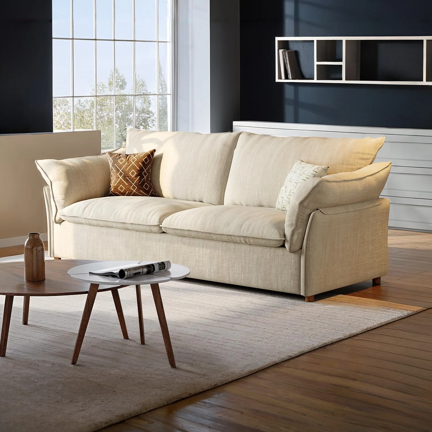 Elite Modern Linen Living Room Sofa 86-Inch Cloud Sofa 23.6-Inch Deep Seat Sofa Extra Wide Double Seat SofaModern Linen Living Room Sofa 86-Inch Cloud Sofa 23.6-Inch Deep Seat Sofa Extra Wide Double Seat Sofa Innovative