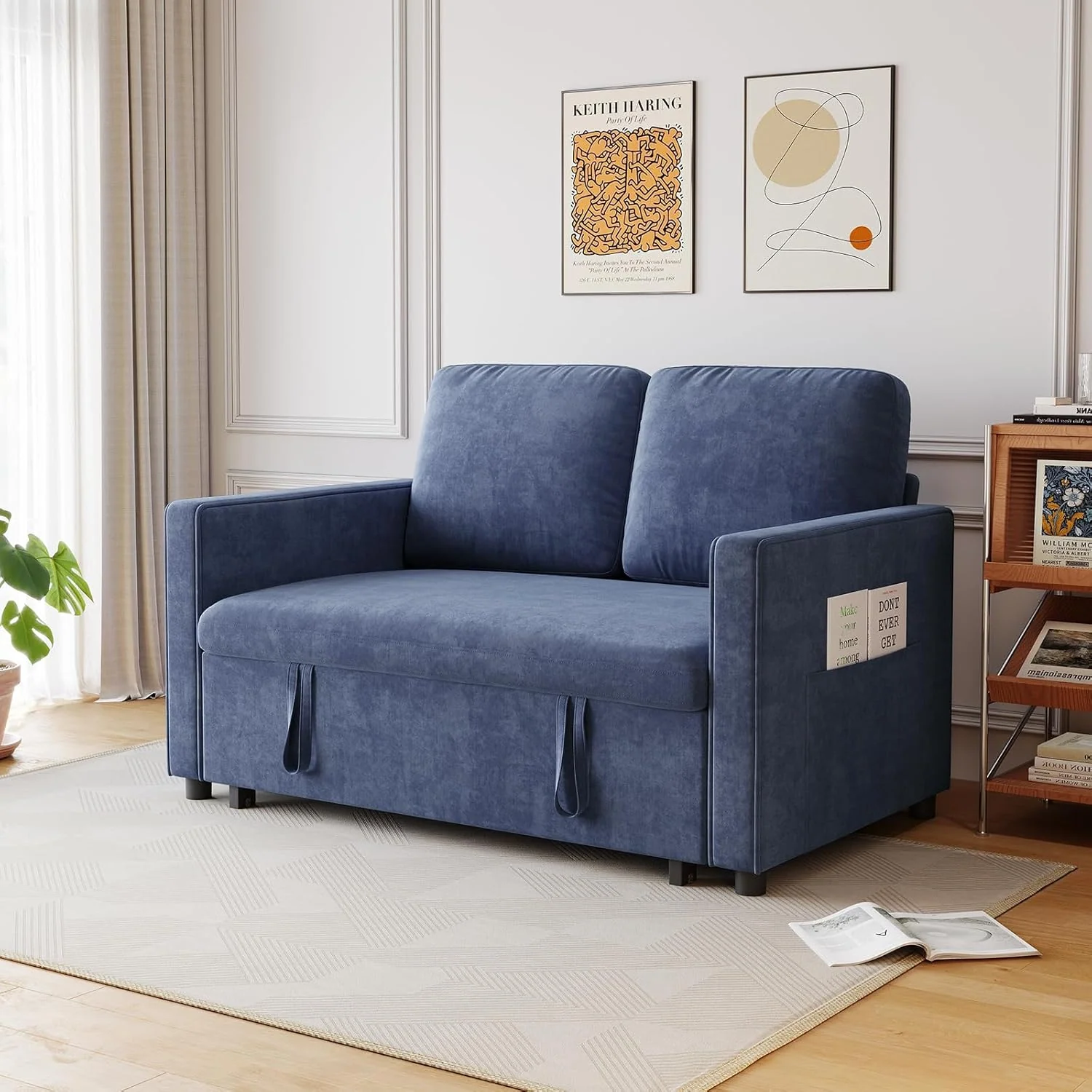Artisan 54 Inch Convertible Sleeper Sofa Bed with Side Pockets and Dual Charging Ports Chenille 3 in 1 Pull Out Sofa Bed with Adjustable Backrest54 Inch Convertible Sleeper Sofa Bed with Side Pockets and Dual Charging Ports Chenille 3 in 1 Pull Out Sofa Bed with Adjustable Backrest Smooth