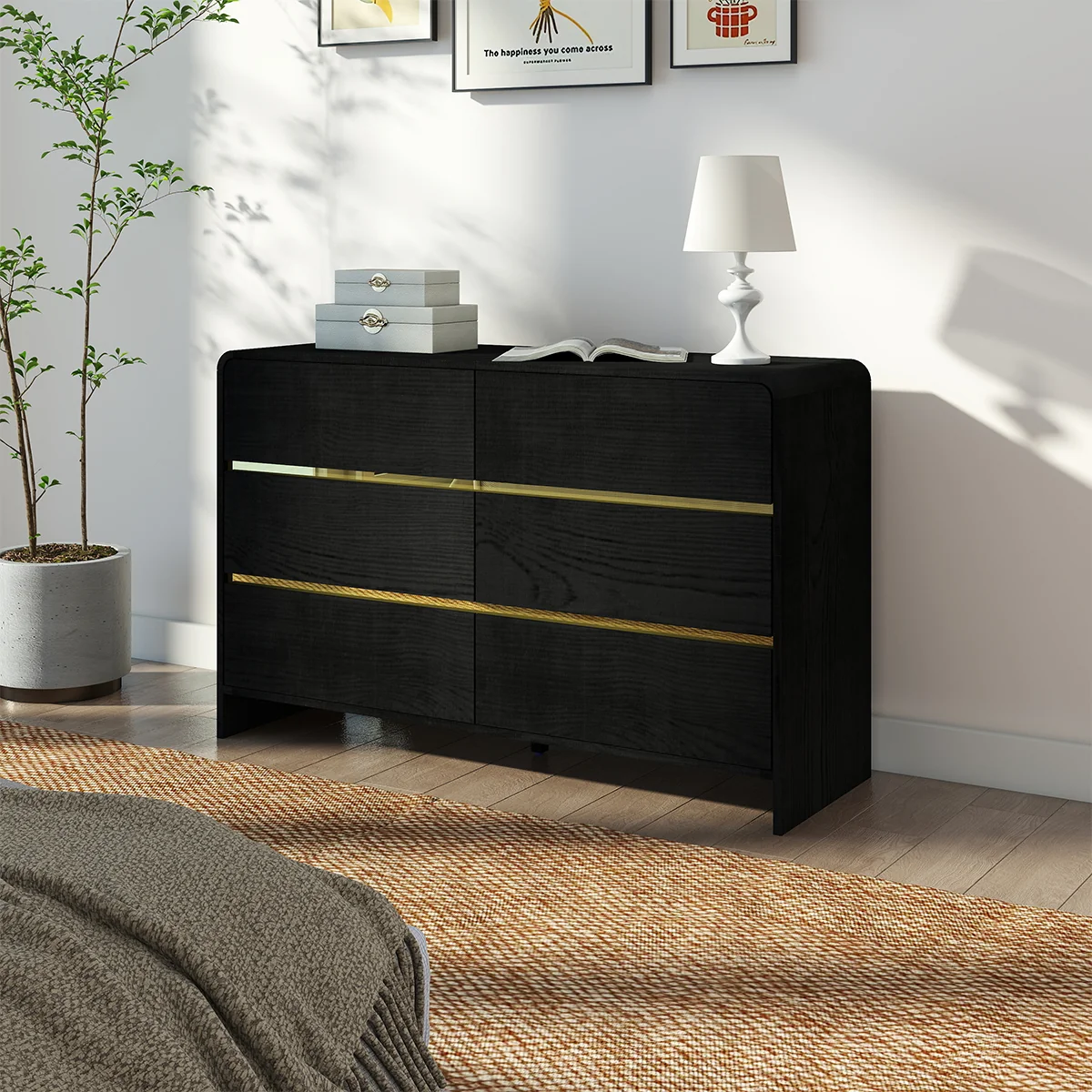Environmentally Friendly Black 6 Drawer Chest of Drawers - Meridian Black Range Elite