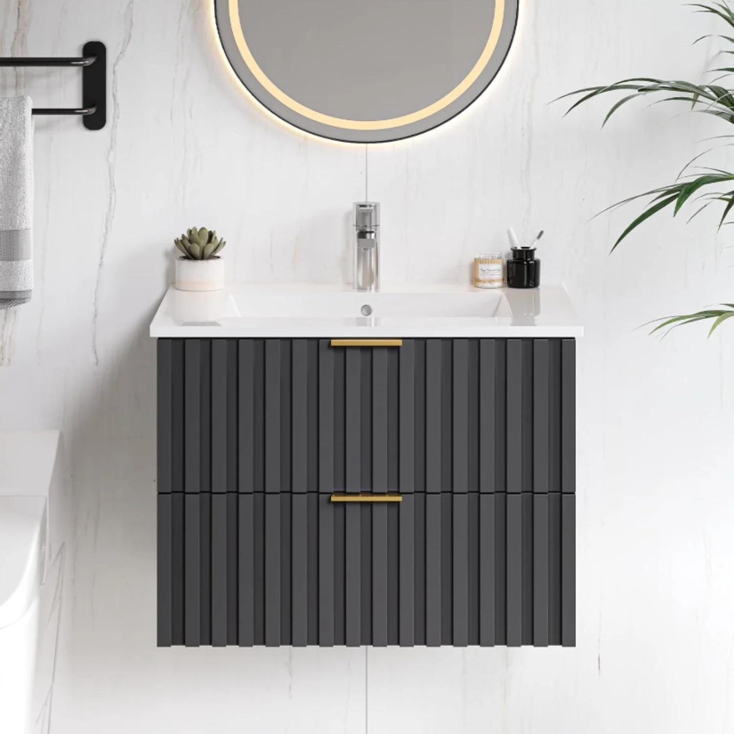 Recyclable 24 Inch Bathroom Vanity with Sink Combo Wall-Mounted Floating Cabinet with 2 Soft-Close Drawers Bathroom Storage Cabinet with Moisture-Resistant Finish24 Inch Bathroom Vanity with Sink Combo Wall-Mounted Floating Cabinet with 2 Soft-Close Drawers Bathroom Storage Cabinet with Moisture-Resistant Finish Natural