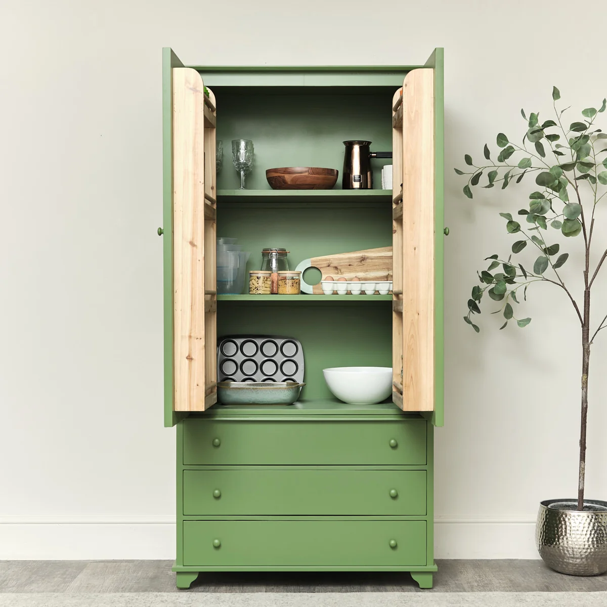 Casual Large Olive Green Pantry Storage Closet Durable