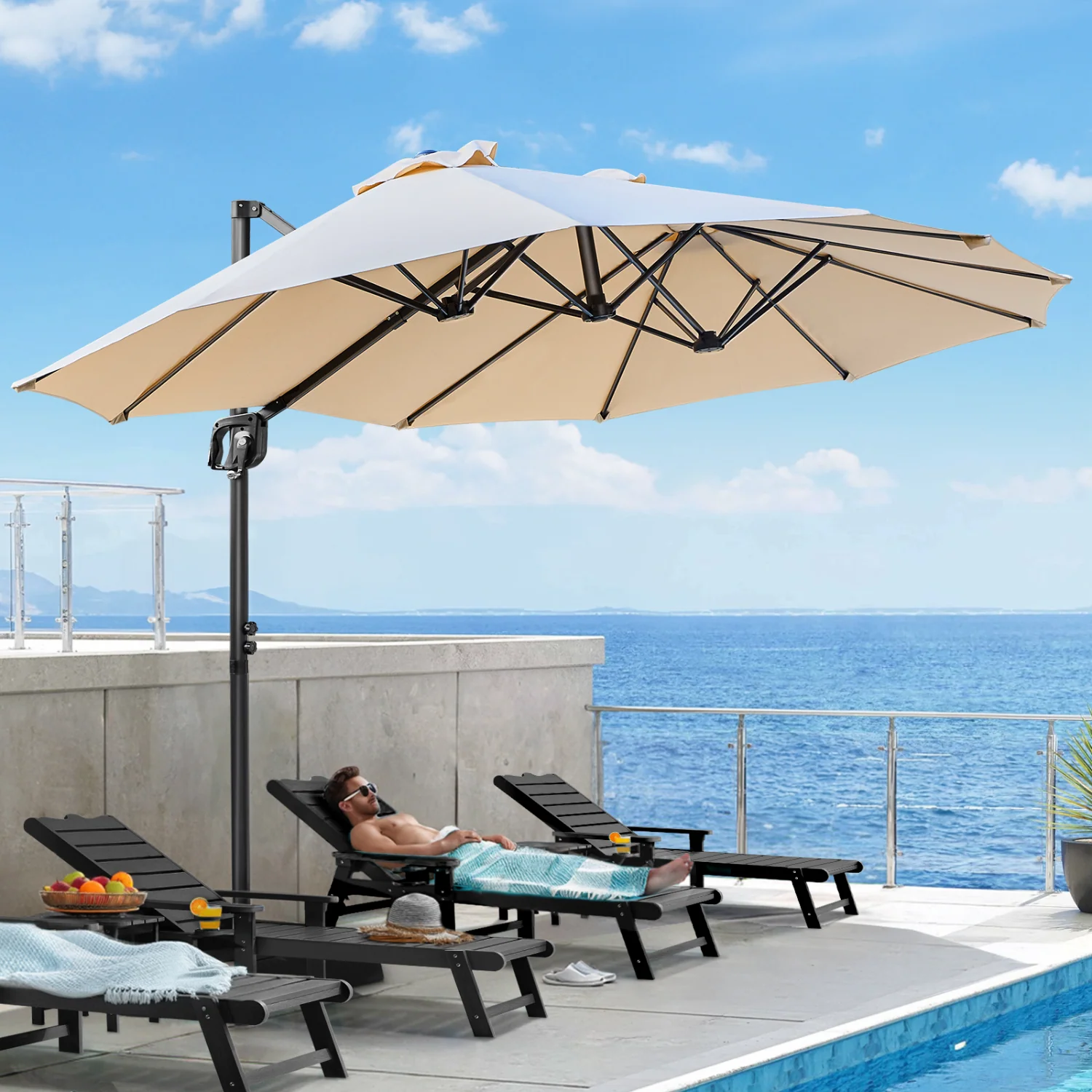 Environmentally Friendly 8x13 FT Cantilever Patio Umbrella with Base Included Large Double-Sided Rectangle Umbrella Outdoor Offset Sun Shade Umbrella8x13 FT Cantilever Patio Umbrella with Base Included Large Double-Sided Rectangle Umbrella Outdoor Offset Sun Shade Umbrella Durable