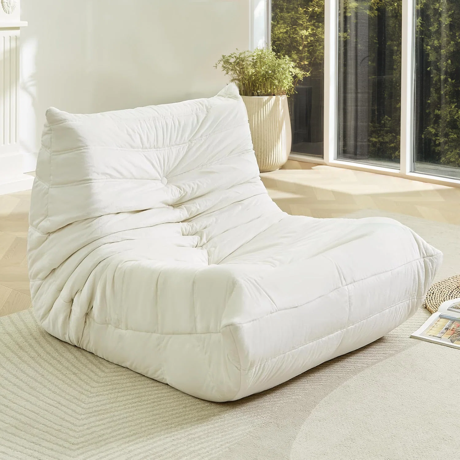 Safe Bean Bag Chair Lazy Sofa Floor Sofa Couch Velvet Single Sofa Chair with Memory Foam FilledBean Bag Chair Lazy Sofa Floor Sofa Couch Velvet Single Sofa Chair with Memory Foam Filled Original