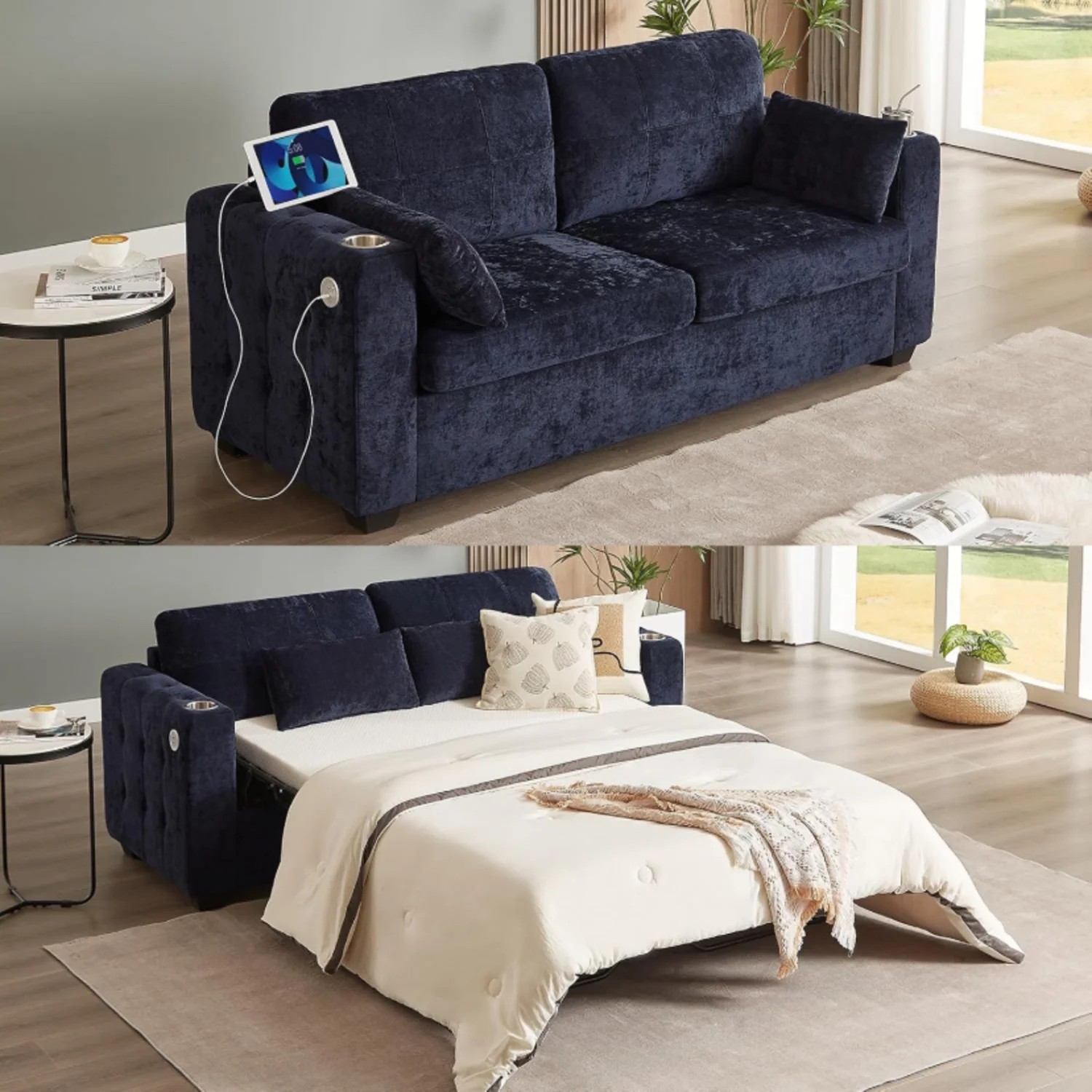 Verified Pull Out Couch Bed Sleeper Sofa Bed 76 Full Size Sofa Bed Couch with USB PortPull Out Couch Bed Sleeper Sofa Bed 76 Full Size Sofa Bed Couch with USB Port Minimalist