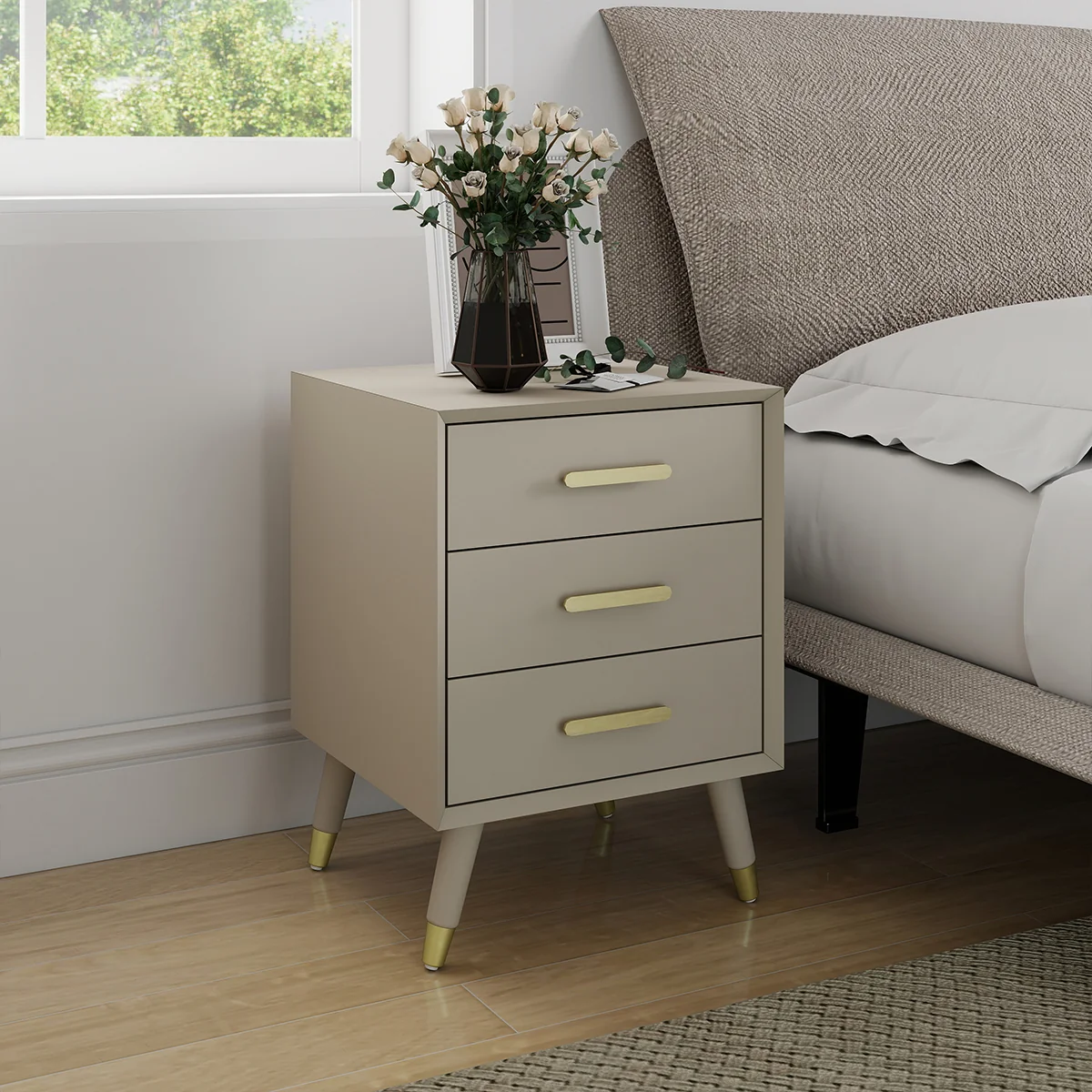 Prestigious 3 Drawer Bedside Table - Oslo Taupe Range Eco-Friendly