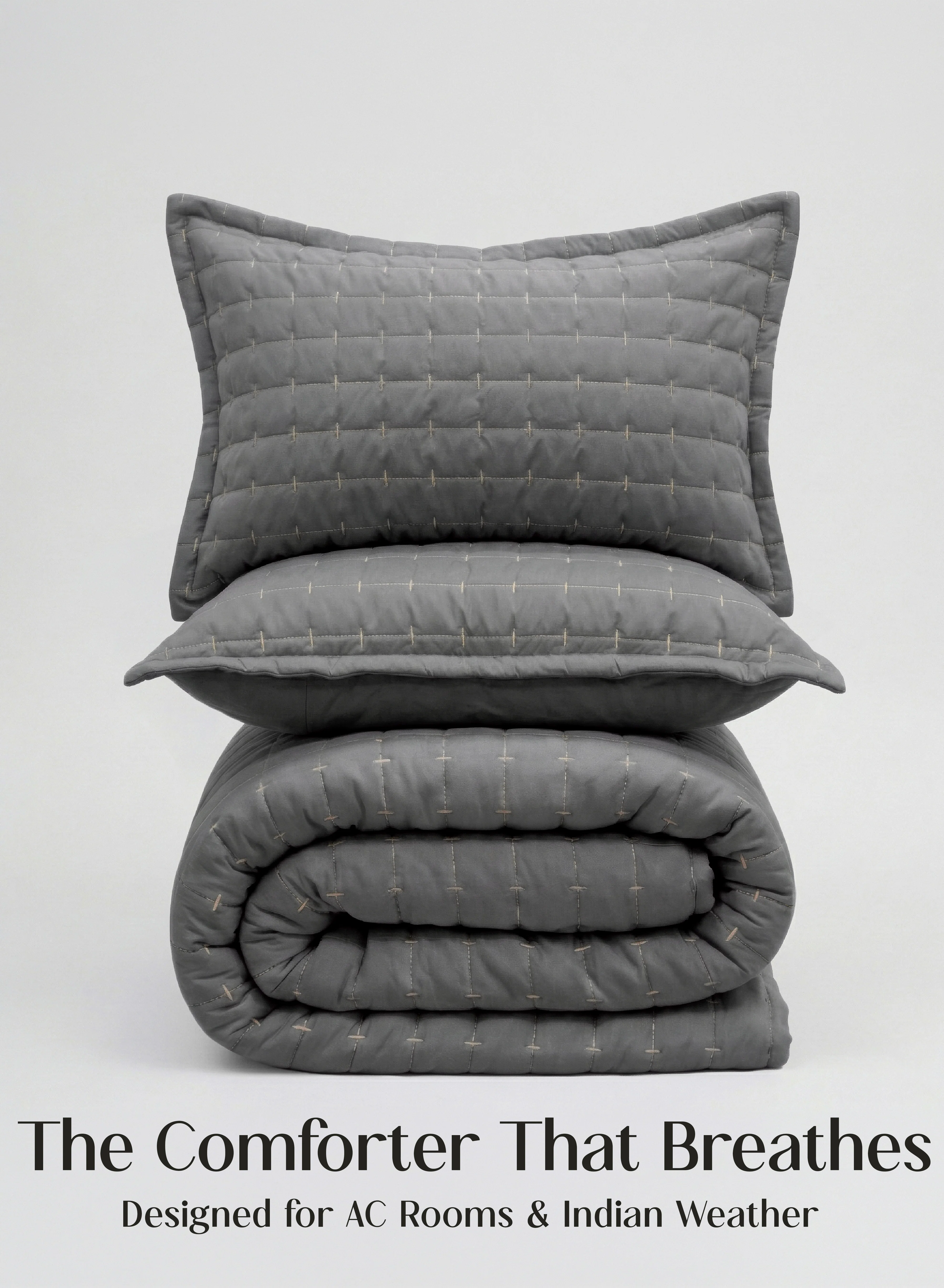 Convenient CloudTouch™ 5-Piece AC Comforter Set 33 Oversized Includes 2 Pillow 2 Cushion Covers Pebble Gray Original
