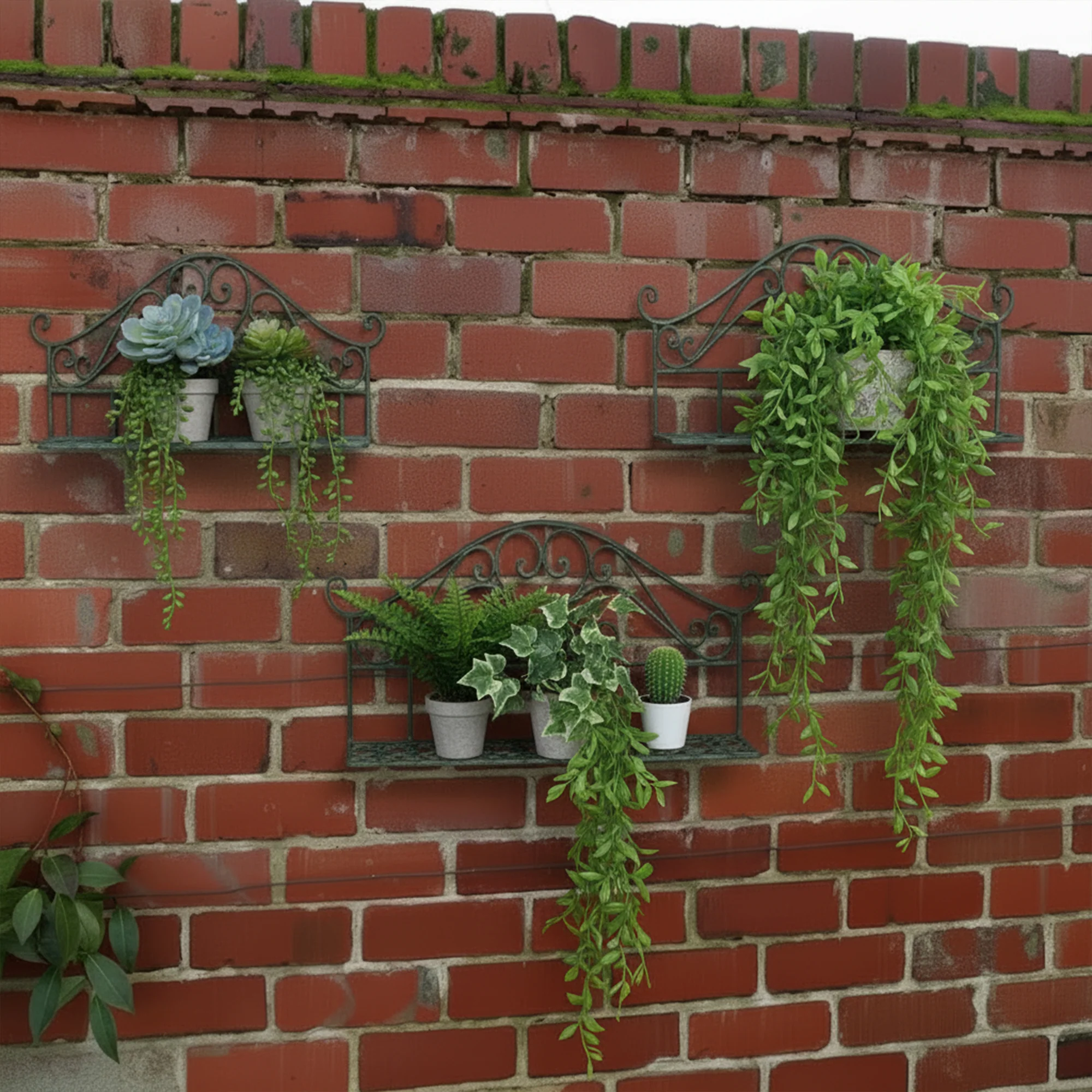 Specialty Set of 3 Rustic Garden Style Wall Shelves Premium Material