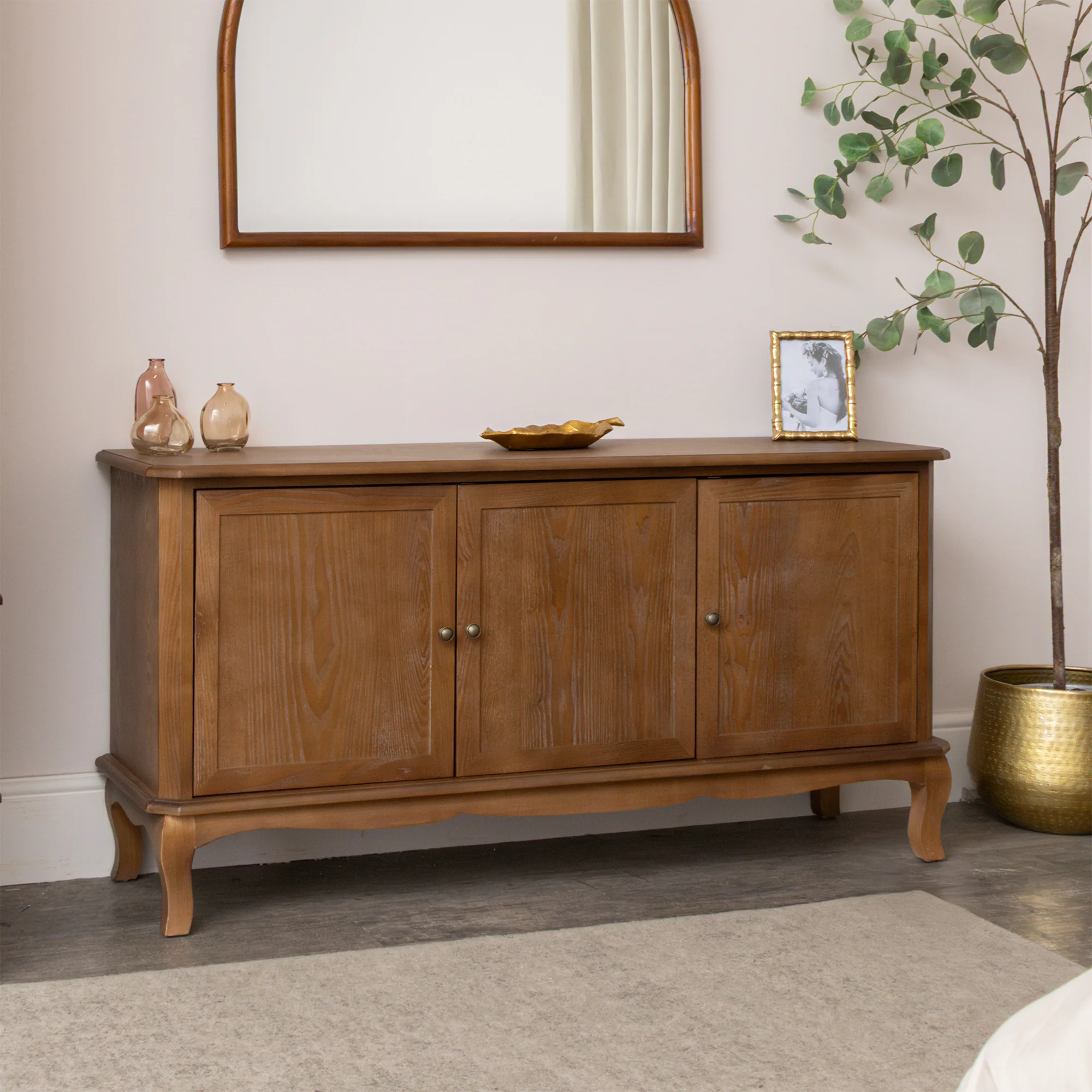 Luxury Dark Wood 3 Door Sideboard - Ashwell Range High-Quality