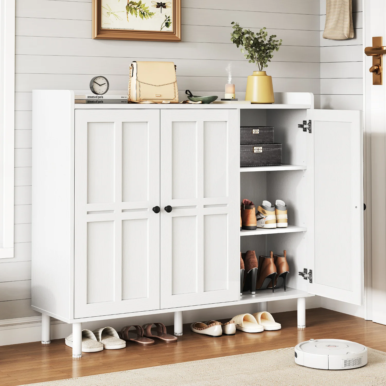 Elegant Shoe Cabinet Shoe Rack with 3 Doors Adjustable Shelves standing Entryway Shoe Organizer CabinetShoe Cabinet Shoe Rack with 3 Doors Adjustable Shelves standing Entryway Shoe Organizer Cabinet Safe