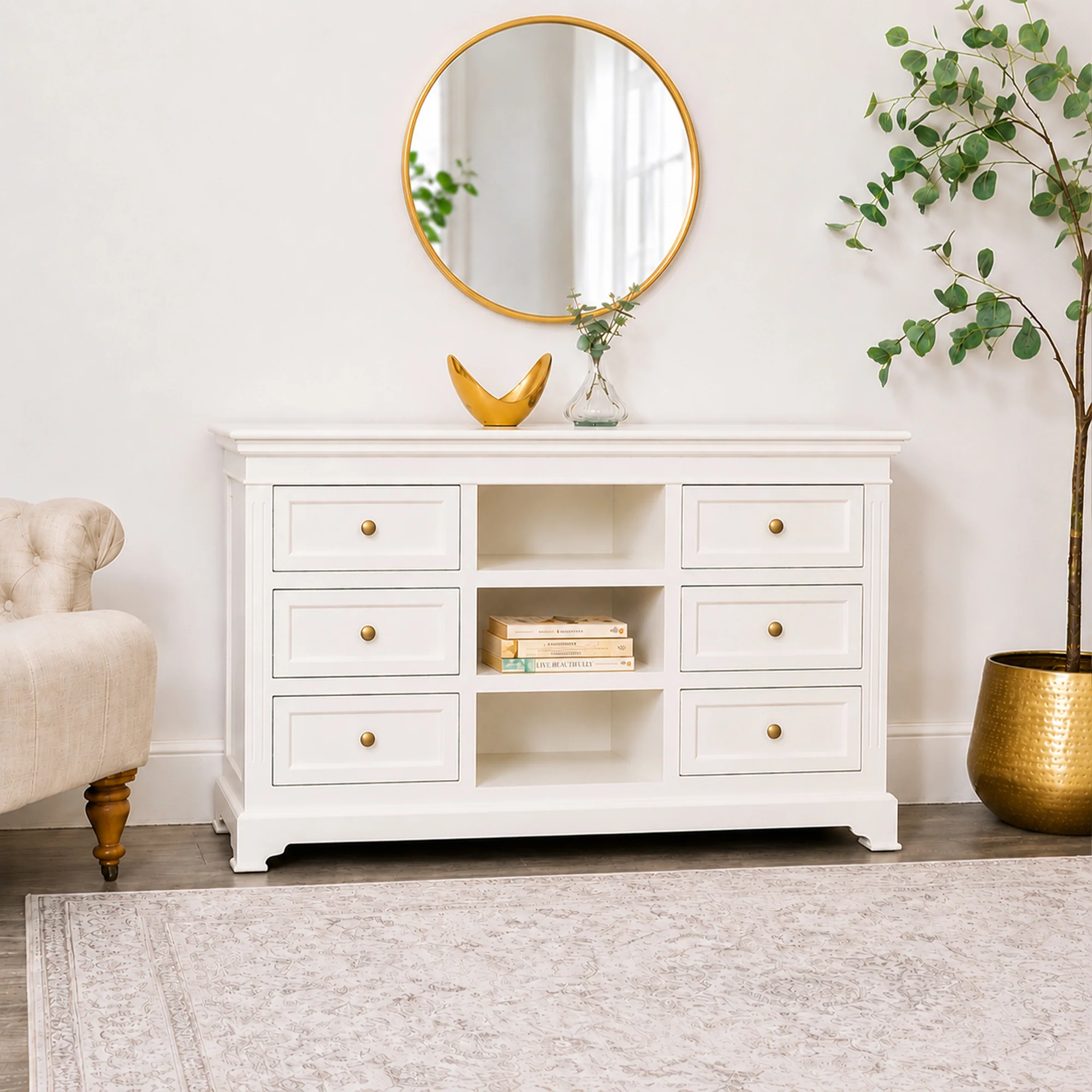 Verified Large Ivory Wooden Sideboard Cabinet - Daventry Ivory Range Classic