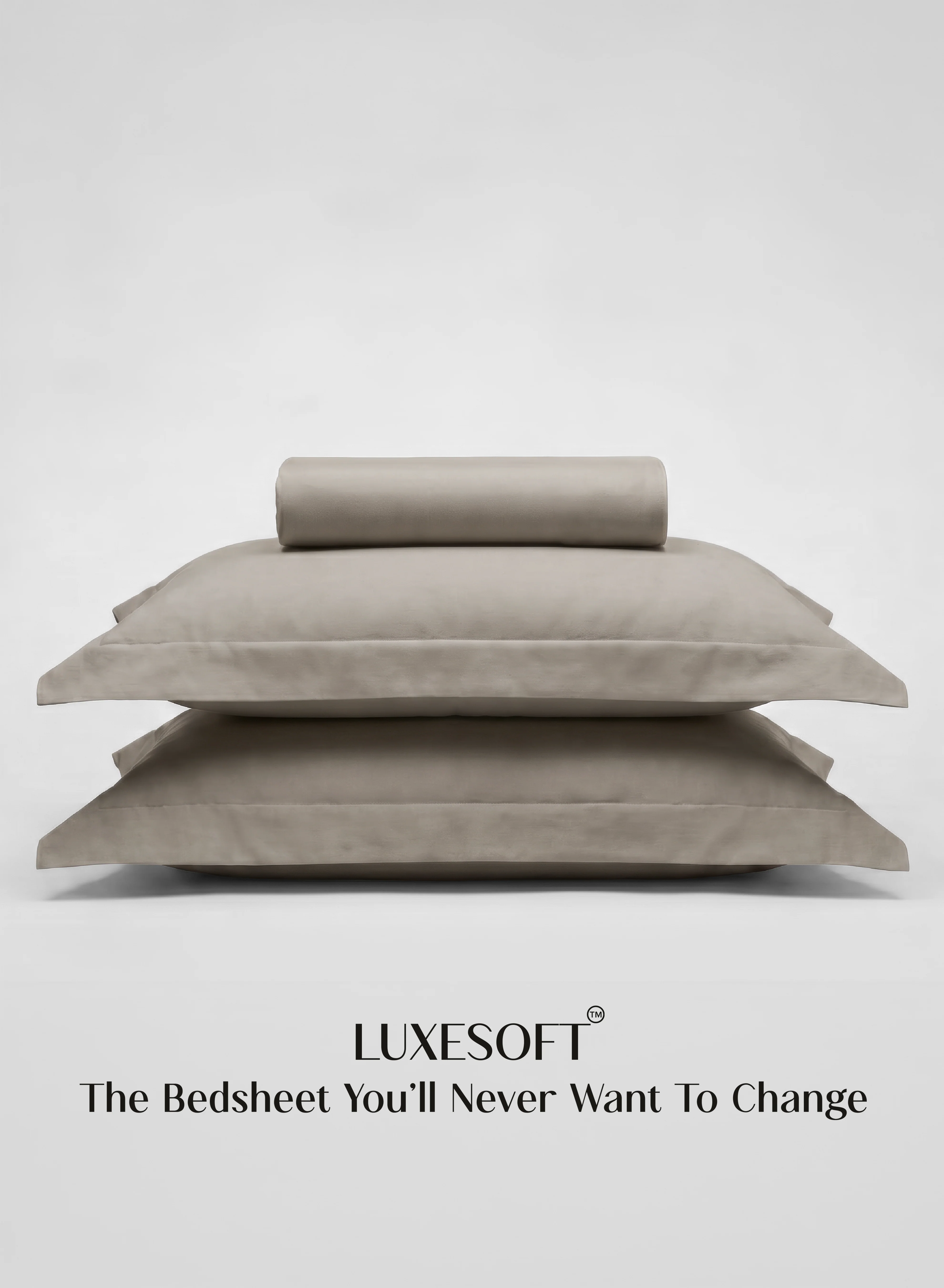 Sophisticated LuxeSoft™ Double Bedsheet Set Oversized King Includes 2 Pillow Covers 2 Cushion Covers Latte Crème Natural