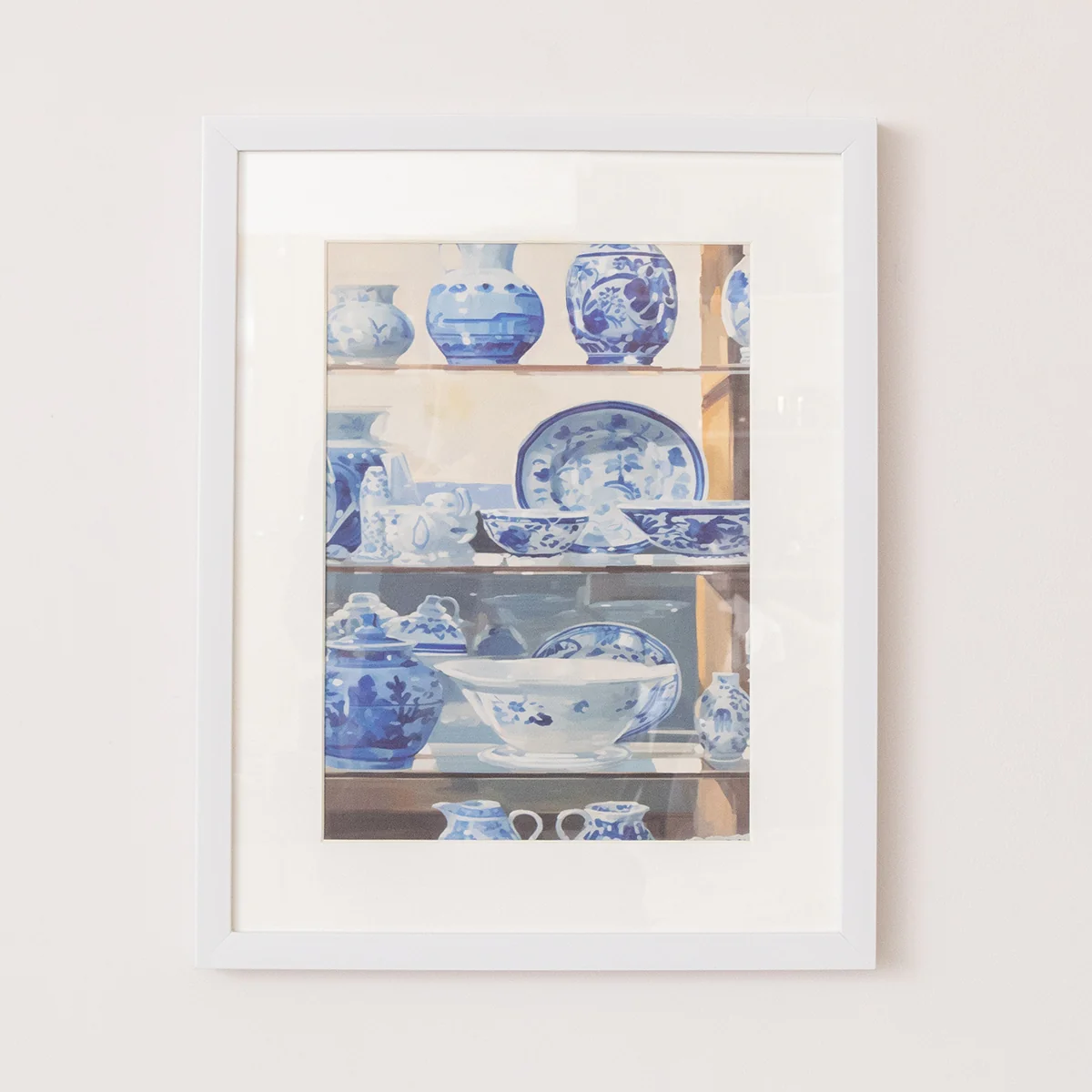 High-Performance Blue White Porcelain Pottery Detailed Wall Framed Print - 40cm x 50cm Superior