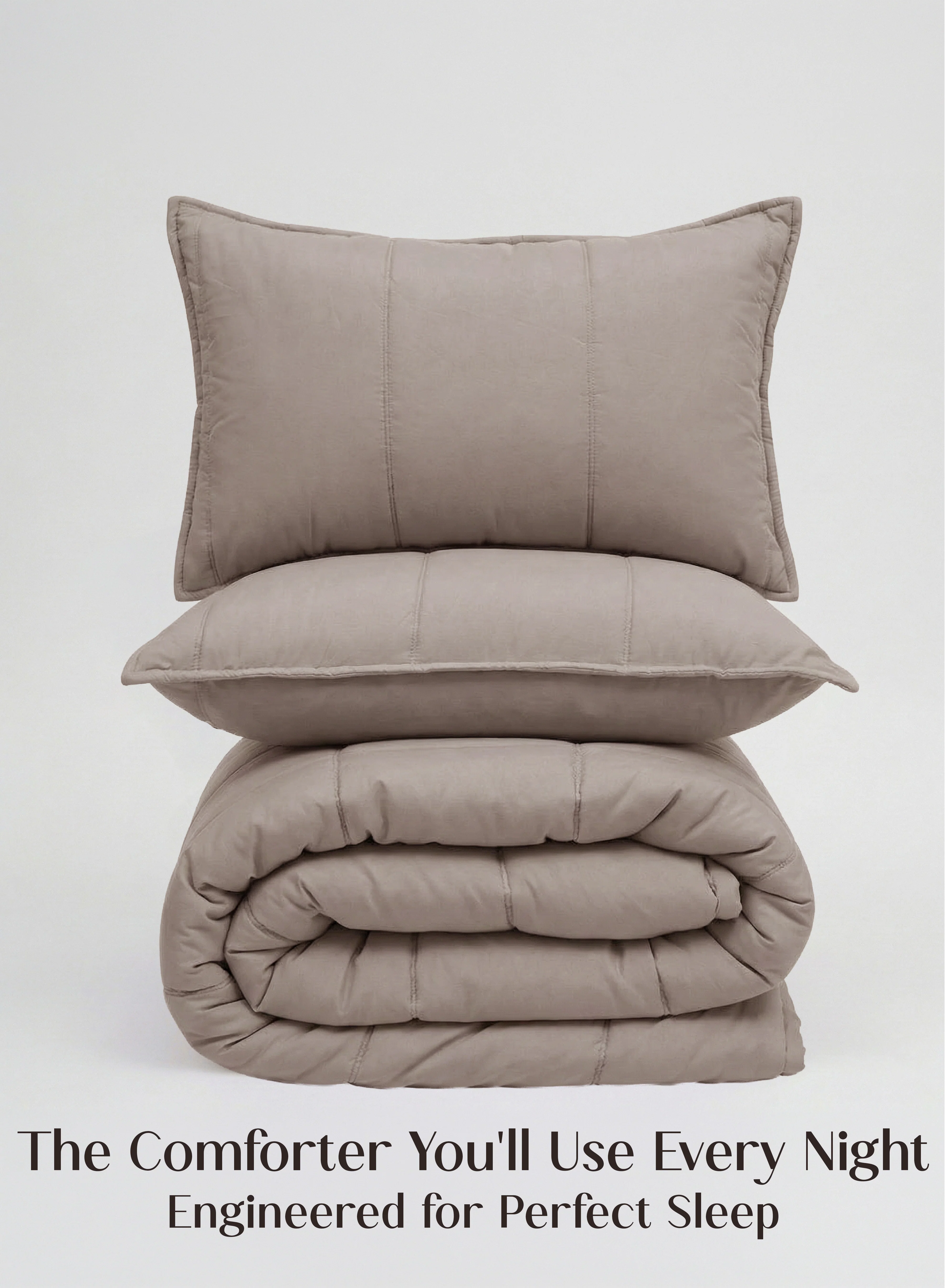 Breathable Cocoon AC Comforter Set 5-Piece Designer Bed Set for Modern Homes Earthy Beige Traditional
