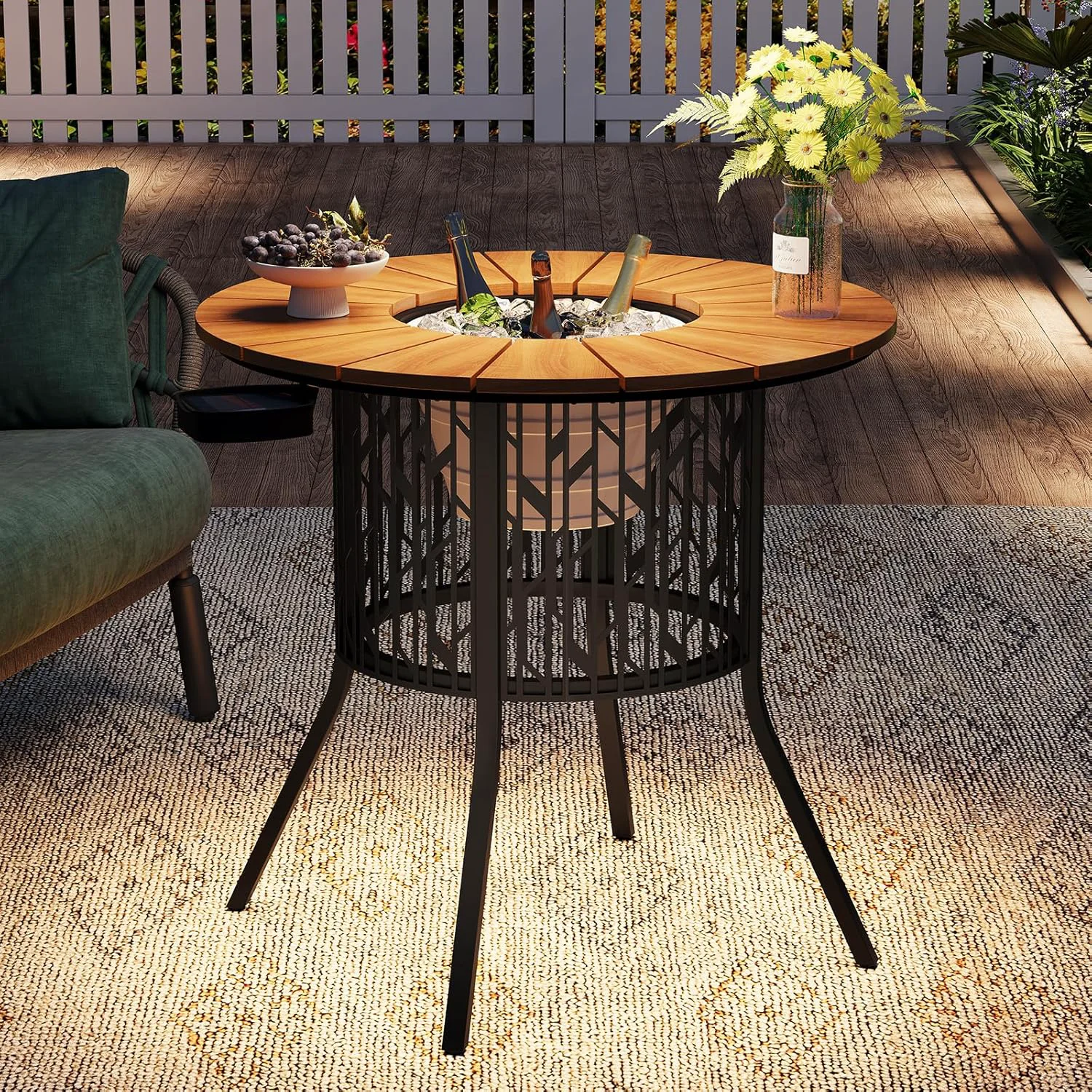 Premium Material 31.5 Inch Outdoor Table Solar LED Table with 3.3 Gallon Ice Bucket31.5 Inch Outdoor Table Solar LED Table with 3.3 Gallon Ice Bucket Top-Quality