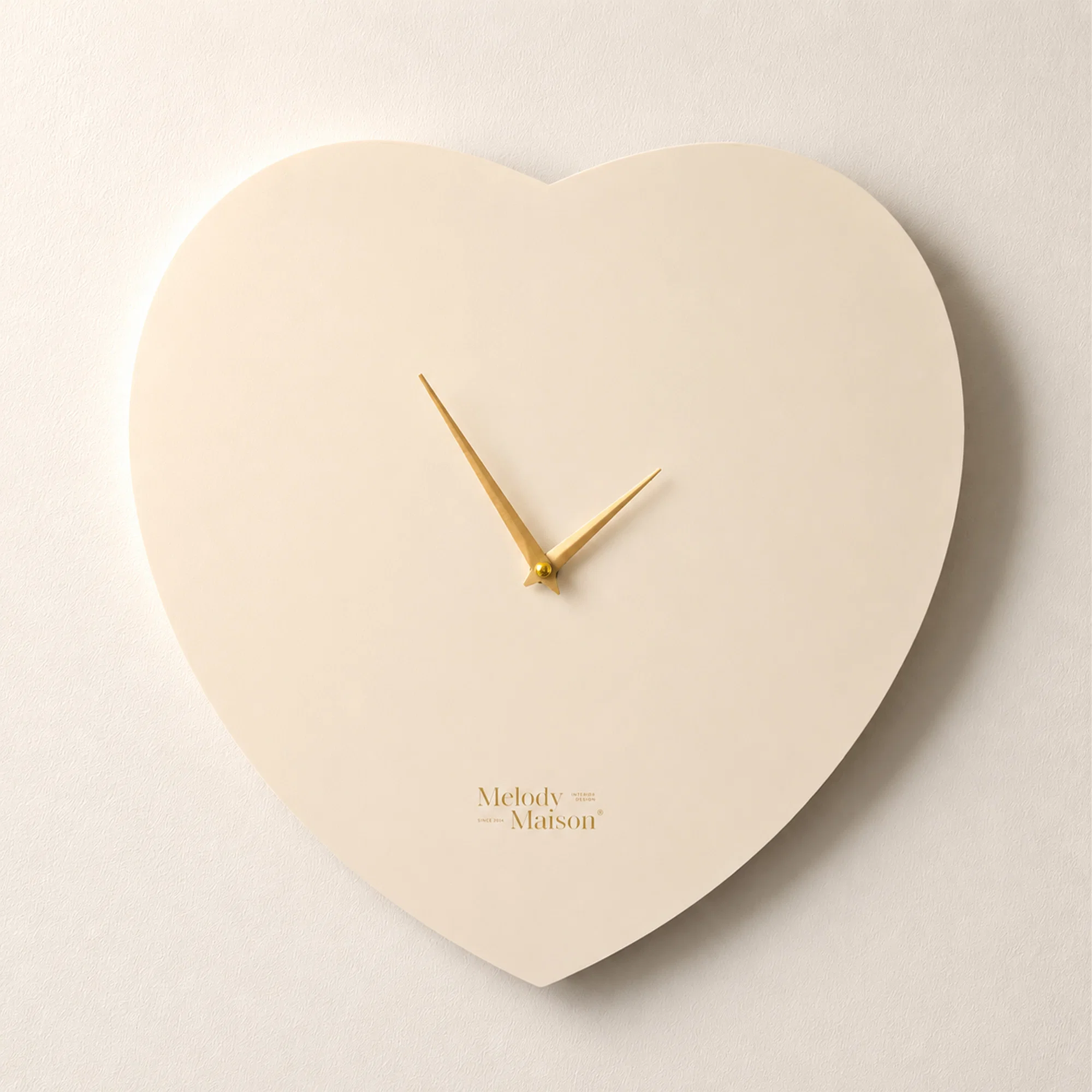 Consistent Wooden Ivory Gold Detailed Heart Shaped Wall Clock - 40cm x 40cm Genuine