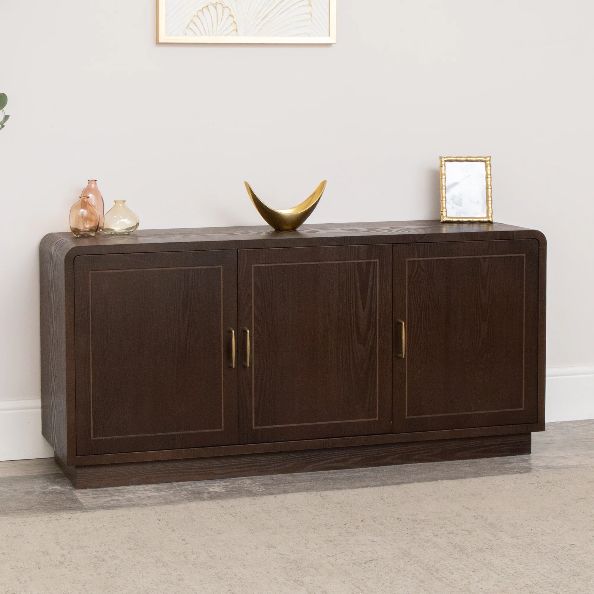 Optimized Dark Wooden 3 Door Sideboard - Kingsley Range Dependable