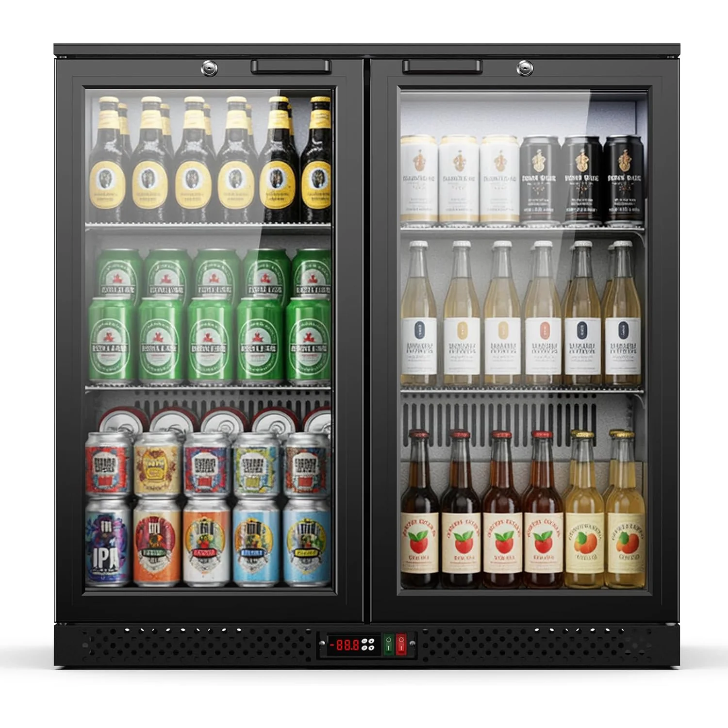 Enhanced Back Bar Cooler 7.3 Cu.Ft Commercial Under Counter Beverage Refrigerator with Double Glass Doors LockBack Bar Cooler 7.3 Cu.Ft Commercial Under Counter Beverage Refrigerator with Double Glass Doors Lock Organic
