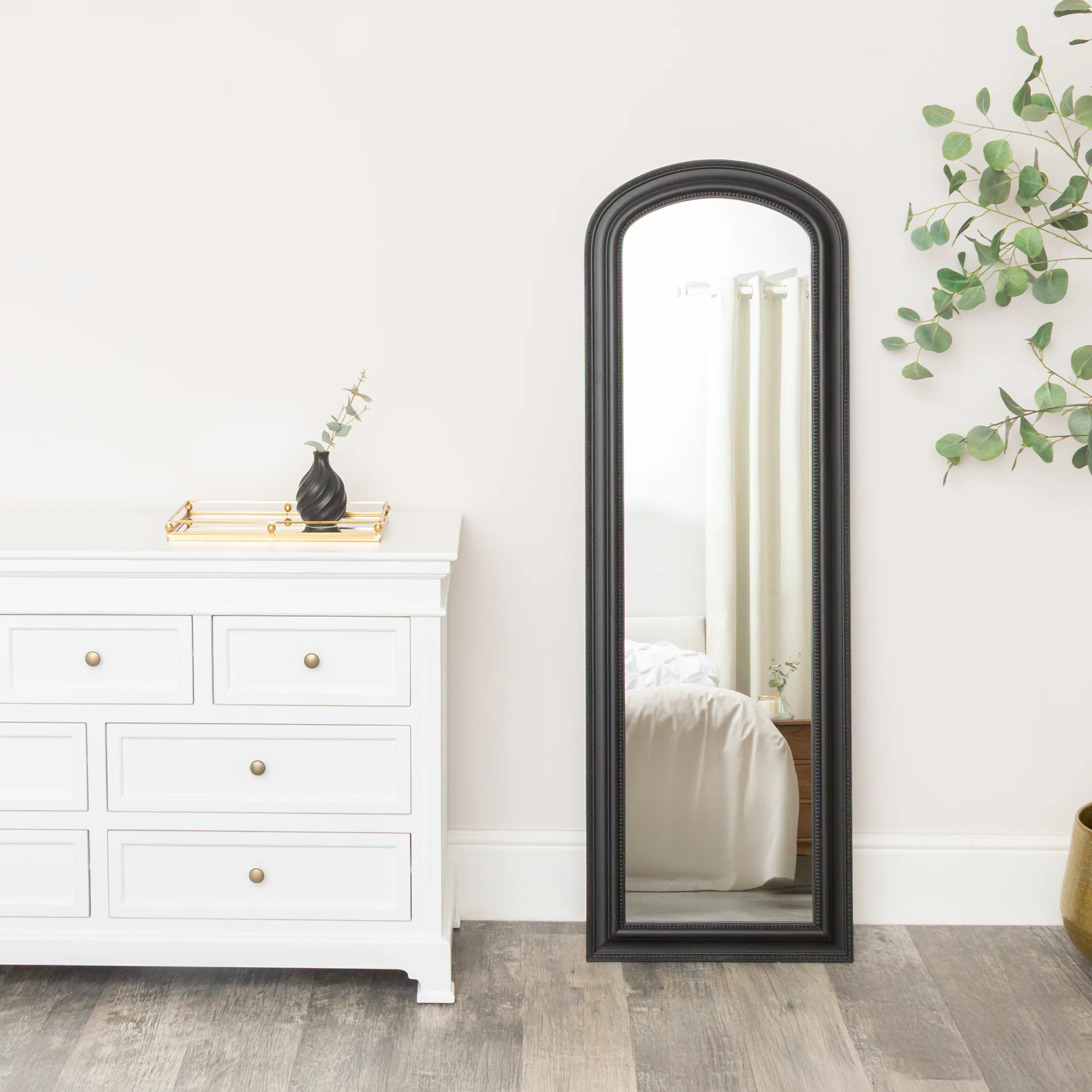 Flexible Full Length Black Leaner Wall Mirror - 47cm x 142cm Reusable