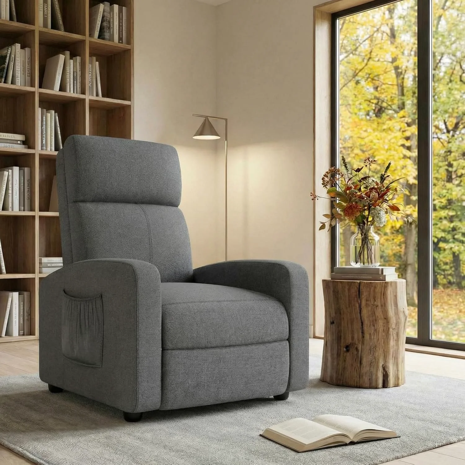 Trusted Fabric Recliner Chair with Adjustable Back Footrest Home Theater Single Recliner Sofa with Lumbar SupportFabric Recliner Chair with Adjustable Back Footrest Home Theater Single Recliner Sofa with Lumbar Support Fine Crafted