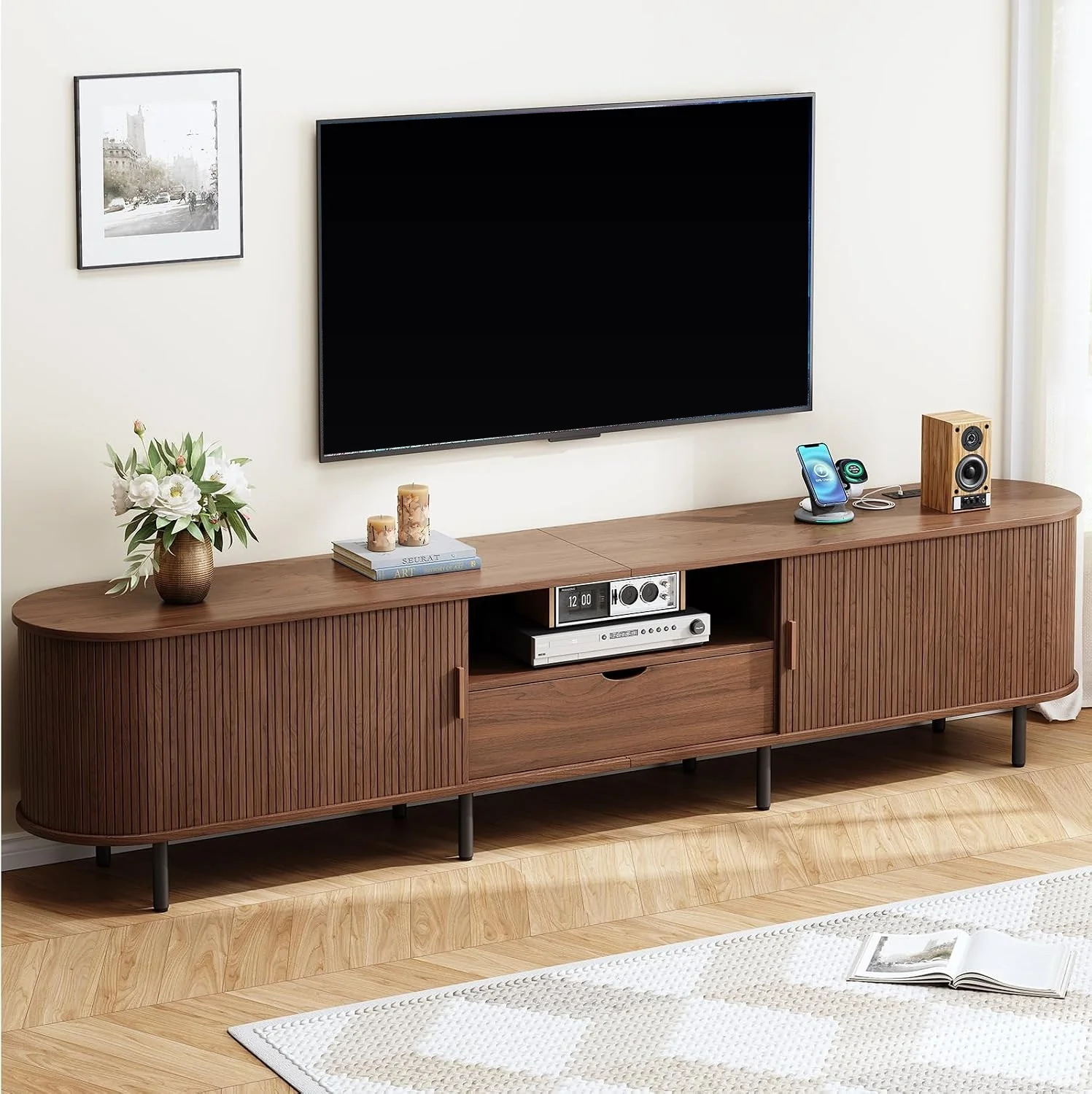 Artisan 94 Inch TV Stand for T up to 100 Inch Entertainment Center with Drawer Charging Station Adjustable Shelves94 Inch TV Stand for T up to 100 Inch Entertainment Center with Drawer Charging Station Adjustable Shelves Fine Crafted