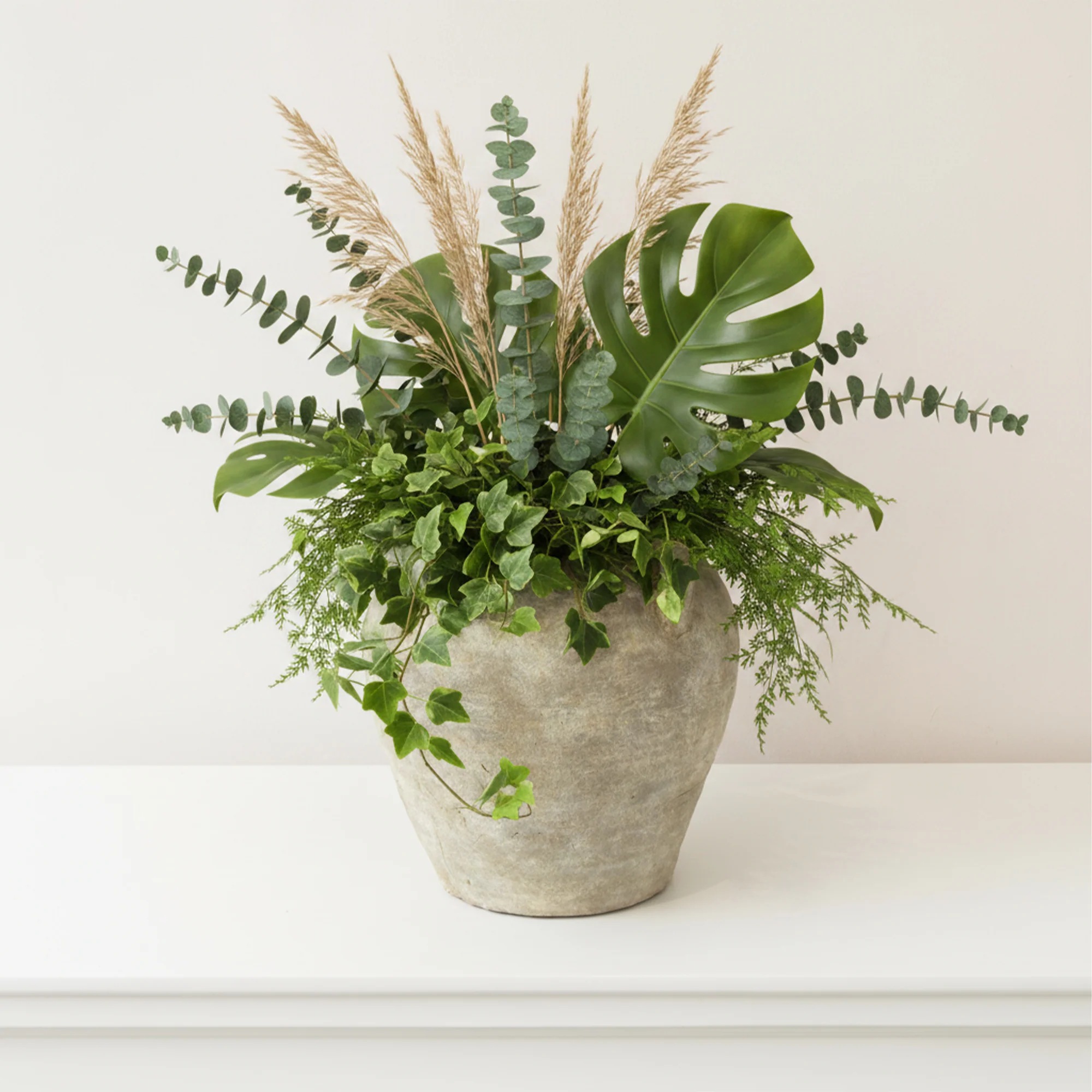 Quality Large Cream Stone Medora Vase - 26.5cm Flexible