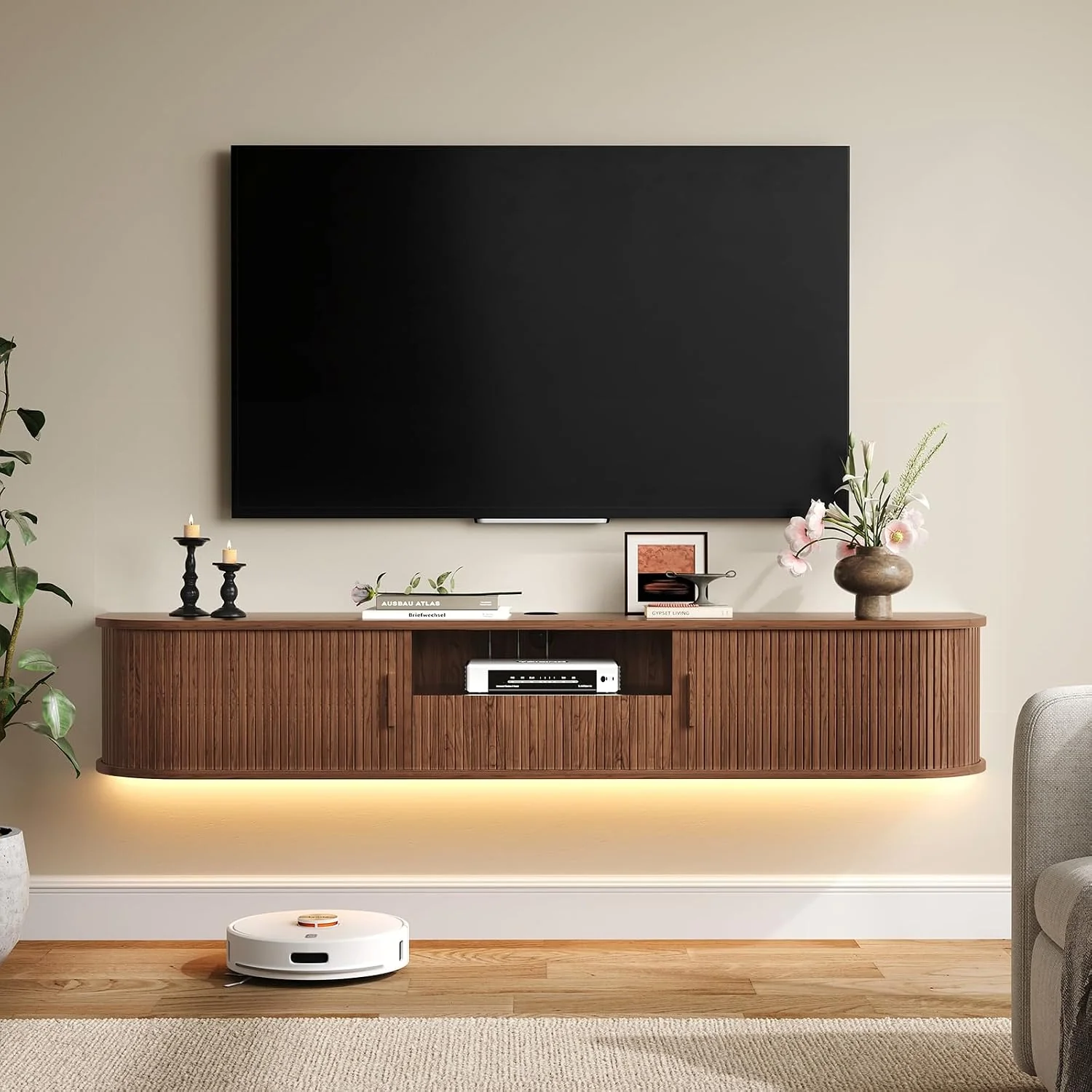 Top-Quality 70 Floating TV Stand with LED Lights Wall Mounted TV Cabinet with Drawer and Power Outlets for T up to 80 70 Floating TV Stand with LED Lights Wall Mounted TV Cabinet with Drawer and Power Outlets for T up to 80 Clean