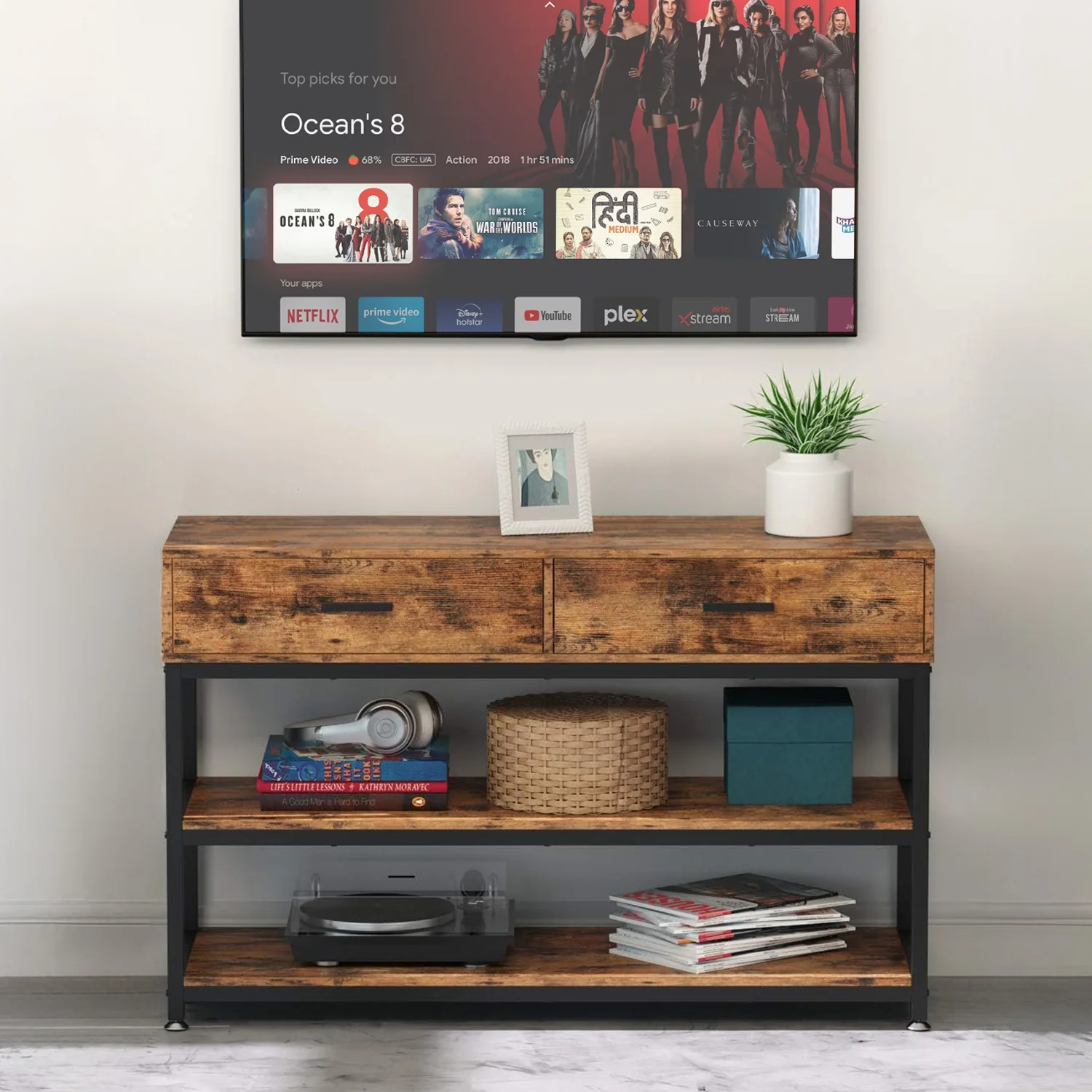 Elegant 47 Inches TV Stand with Storage Cabinet with Drawers for 55 Inch TV47 Inches TV Stand with Storage Cabinet with Drawers for 55 Inch TV Trusted