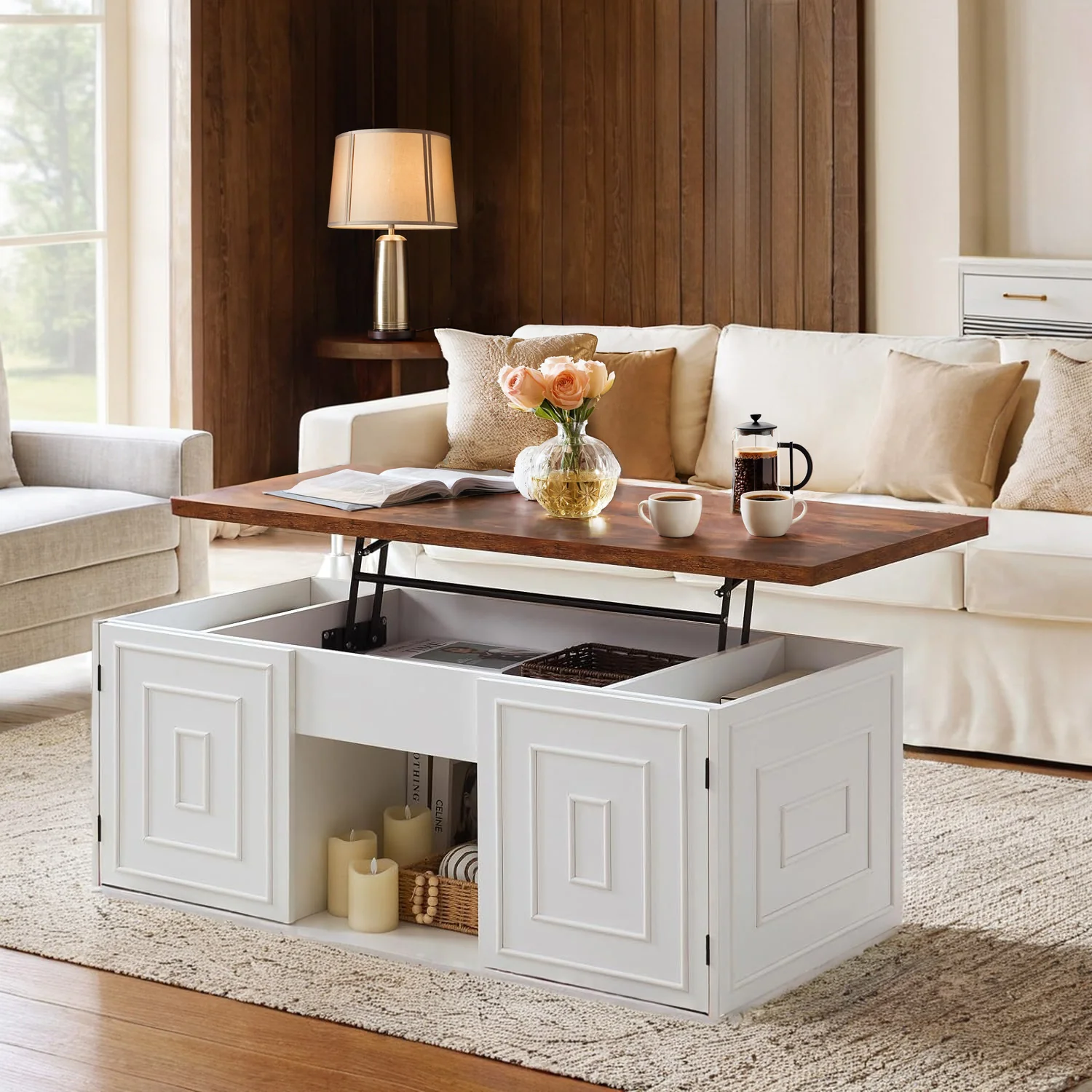Fashionable 48 inches Farmhouse Lift Top Coffee Table with Hidden Storage48 inches Farmhouse Lift Top Coffee Table with Hidden Storage Recyclable
