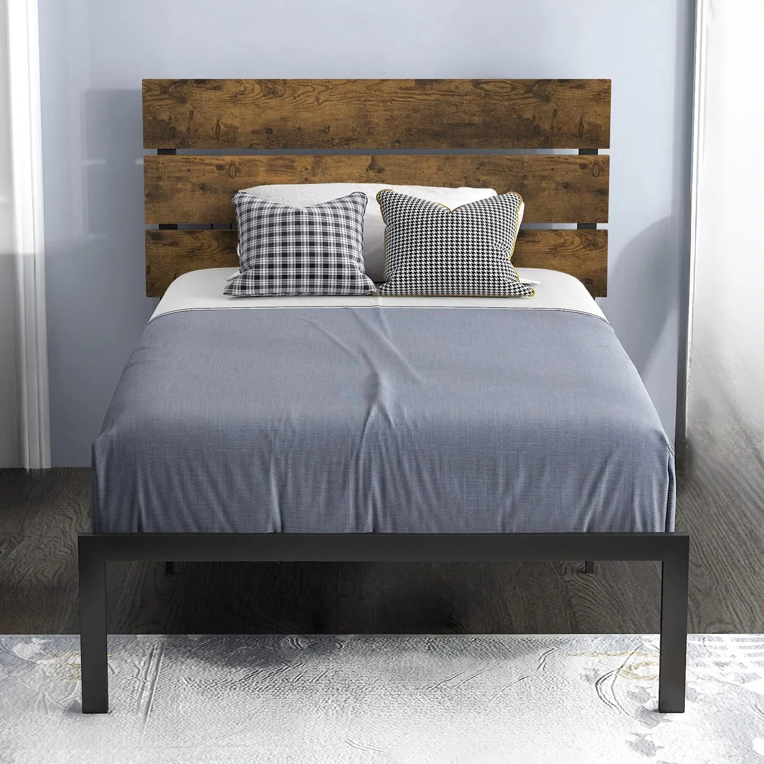 Excellent Platform Bed Frame with Wooden Headboard and Metal Slats Queen Full Twin SizePlatform Bed Frame with Wooden Headboard and Metal Slats Queen Full Twin Size Selected