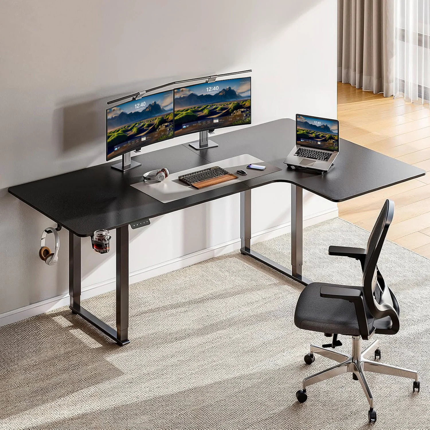 Eco-Friendly L Shaped Desk Electric Standing Desk with Dual Motors and Memory Controller 71 x 43 InchL Shaped Desk Electric Standing Desk with Dual Motors and Memory Controller 71 x 43 Inch Dependable