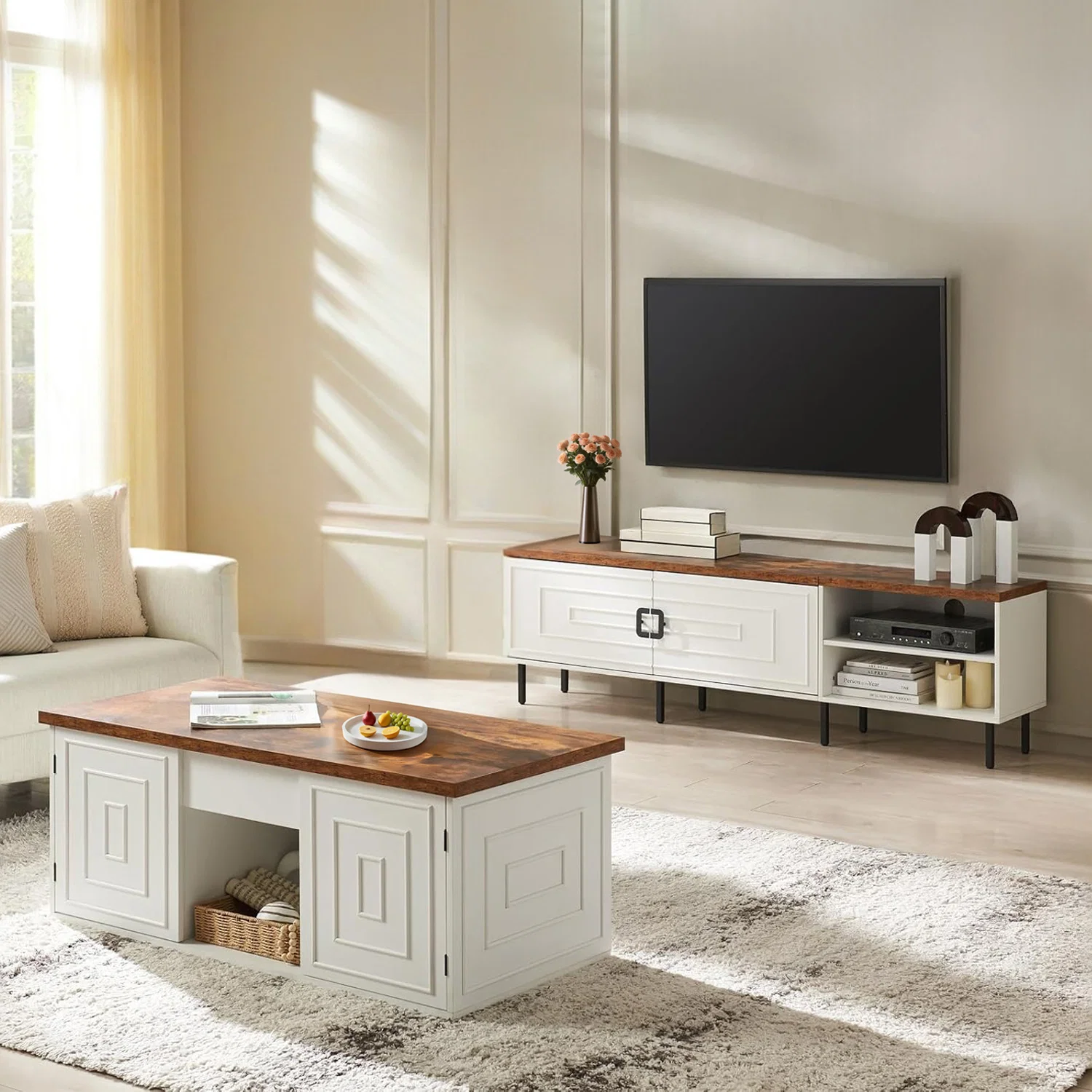 Optimized Combination Furniture Set Farmhouse Lift Coffee Table and TV Stand up to 80 Inch TVCombination Furniture Set Farmhouse Lift Coffee Table and TV Stand up to 80 Inch TV Trusted