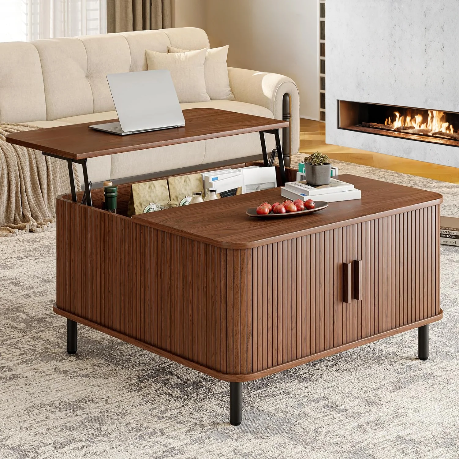 Genuine 31.5 Lift Top Coffee Table with Storage Wood Square Coffee Table with Large Hidden Compartment and Adjustable Footpads31.5 Lift Top Coffee Table with Storage Wood Square Coffee Table with Large Hidden Compartment and Adjustable Footpads Classic
