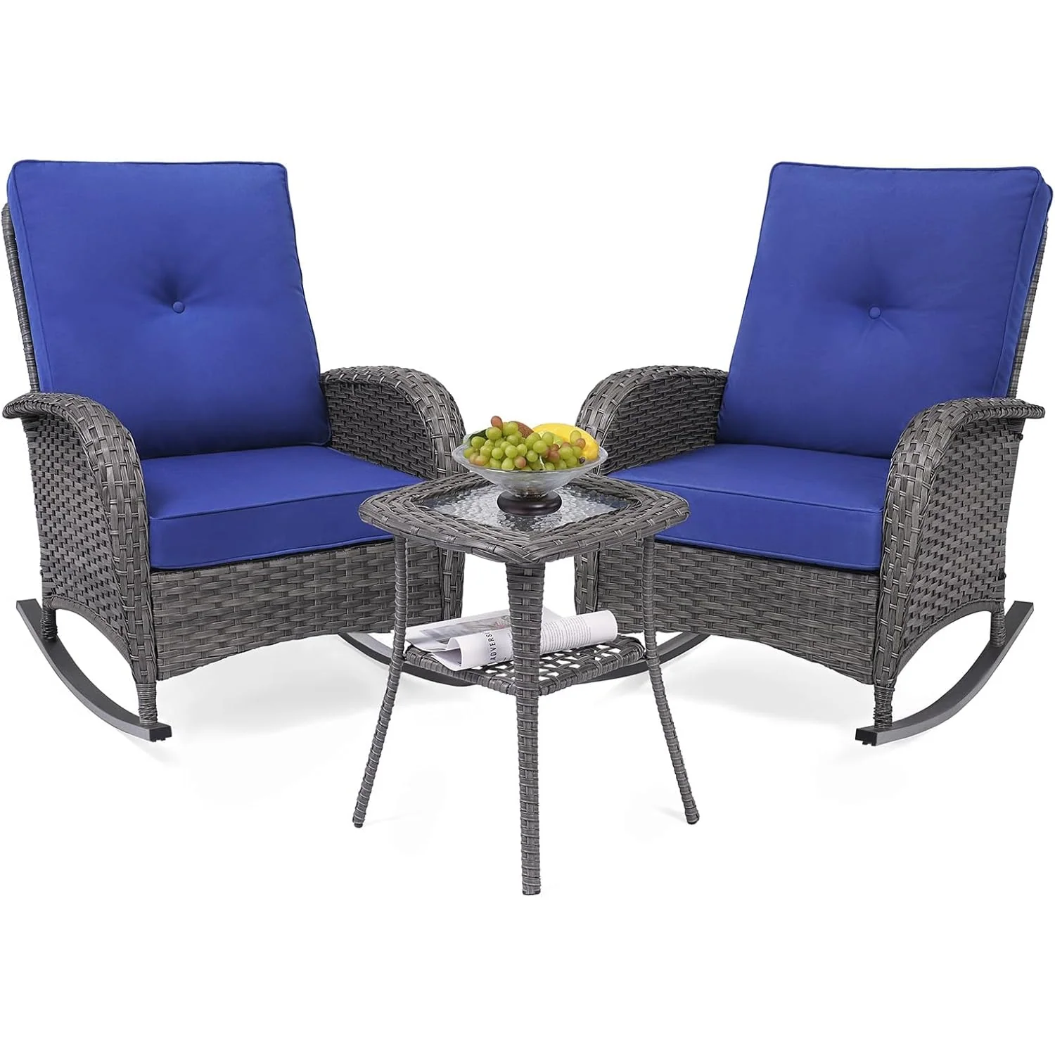 Elite 3-Piece Wicker Furniture Set for Patio Patio Rocking Chairs Set Outdoor Rocking Chairs Set of 2 with Side Table3-Piece Wicker Furniture Set for Patio Patio Rocking Chairs Set Outdoor Rocking Chairs Set of 2 with Side Table Sustainable