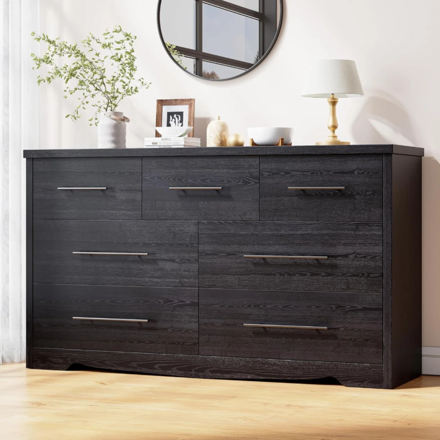 Green 55 Inch 7 Drawer Dresser for Bedroom 7 Chest of Drawers Modern Wooden Dresser with Metal Handle55 Inch 7 Drawer Dresser for Bedroom 7 Chest of Drawers Modern Wooden Dresser with Metal Handle Lightweight