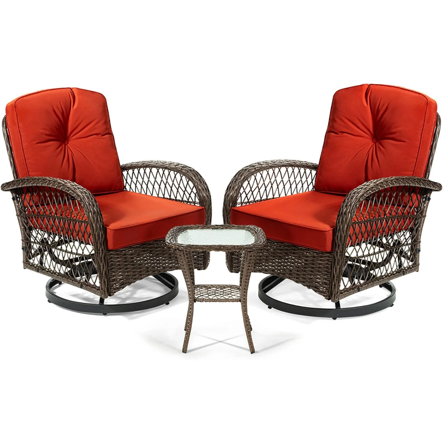 Traditional Discontinued 3 Pieces Patio Furniture Set Outdoor Swivel Glider Rocker Wicker Patio Bistro Set with Rocking Chair Cushions and Table Discontinued 3 Pieces Patio Furniture Set Outdoor Swivel Glider Rocker Wicker Patio Bistro Set with Rocking Chair Cushions and Table Artisan