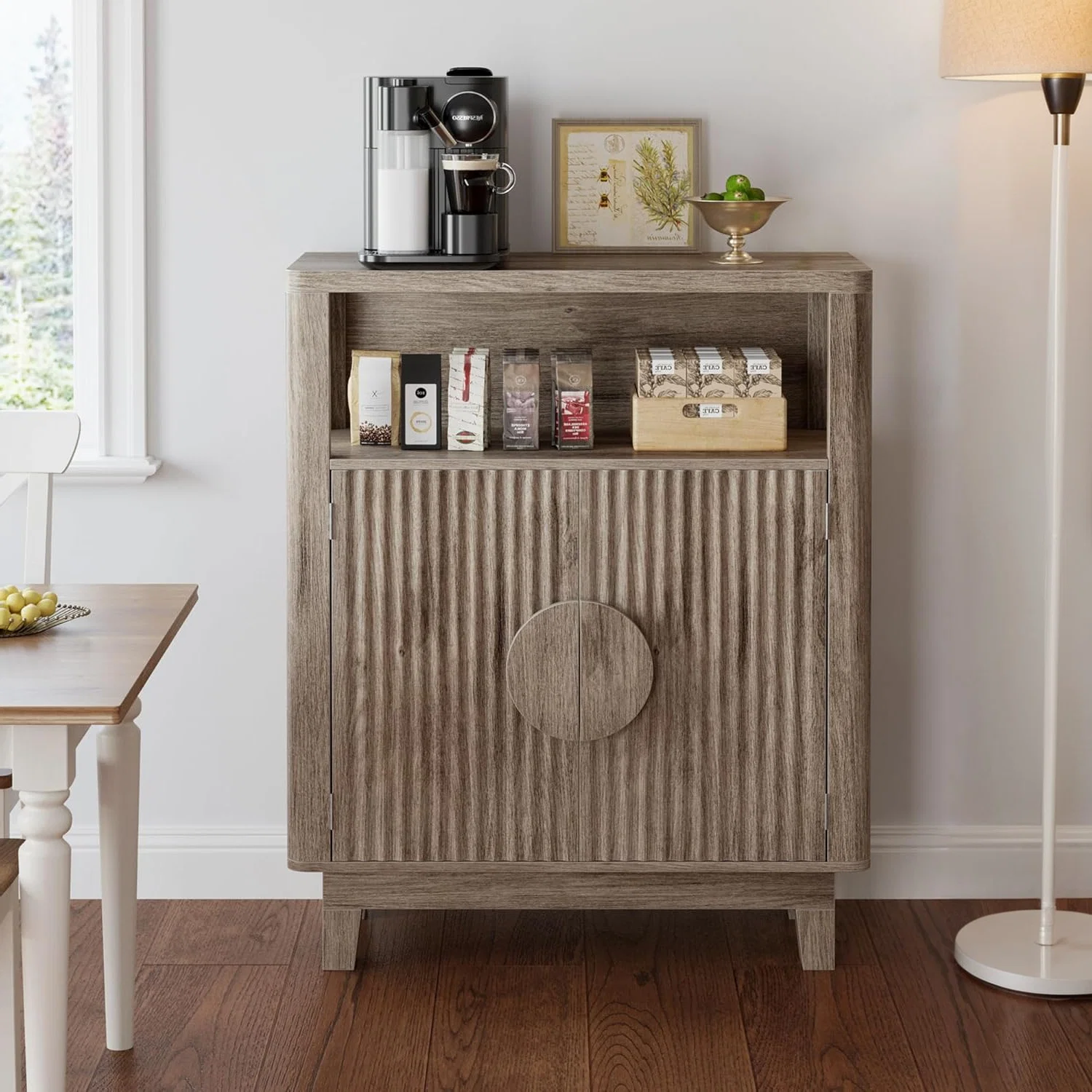 Original Storage Cabinet Farmhouse Cabinet Sideboard with Adjustable Shelves and Doors Small Alcove Coffee Bar with Open CompartmentsStorage Cabinet Farmhouse Cabinet Sideboard with Adjustable Shelves and Doors Small Alcove Coffee Bar with Open Compartments Consistent