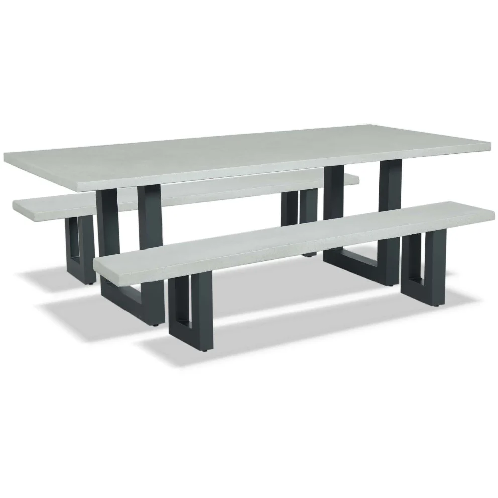 Sophisticated Switch Outdoor Dining Table Cement Top U leg Grey Lightweight